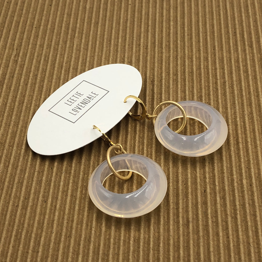 White Opal Donut Cuff Earrings