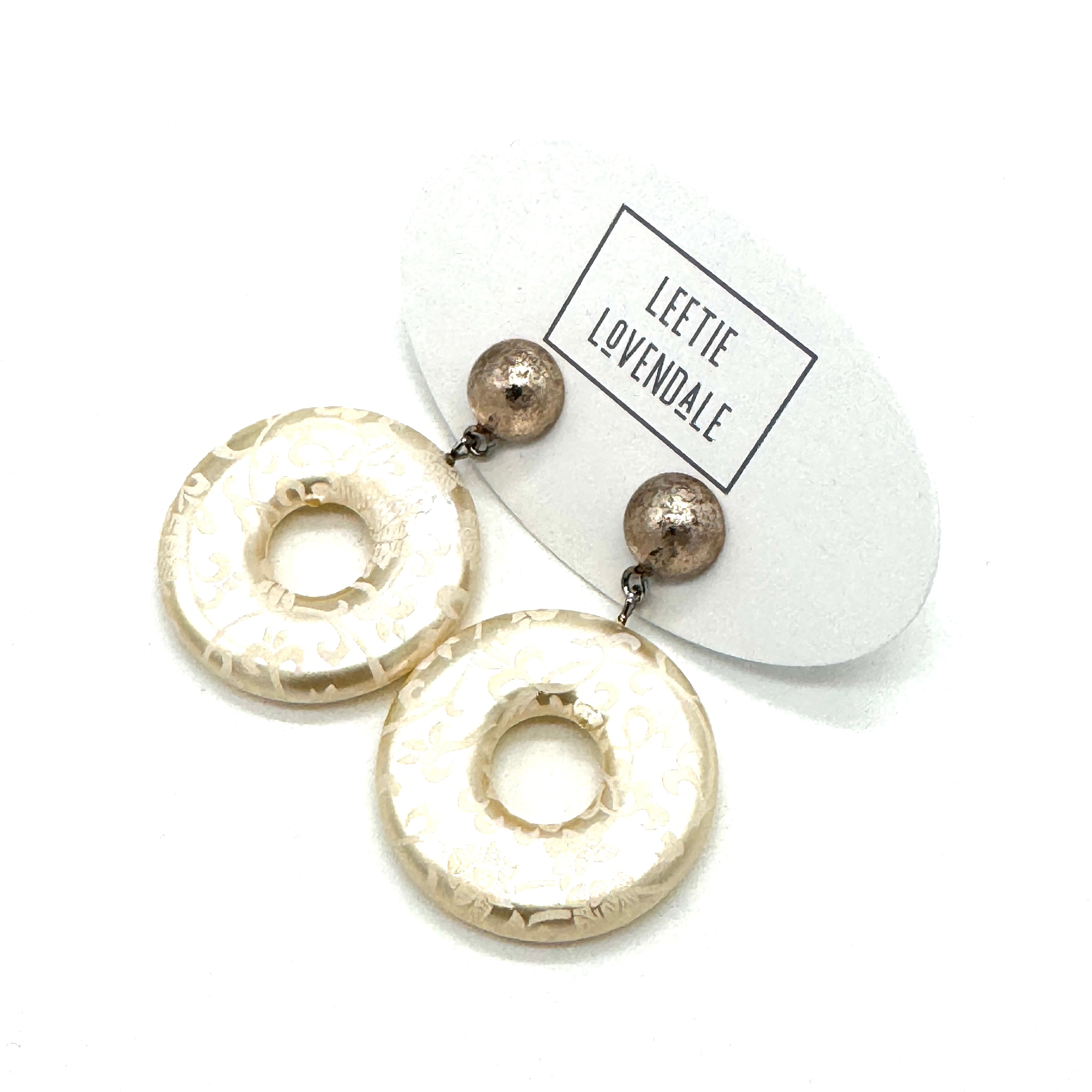 Lace Pearl Donut Drop Earrings