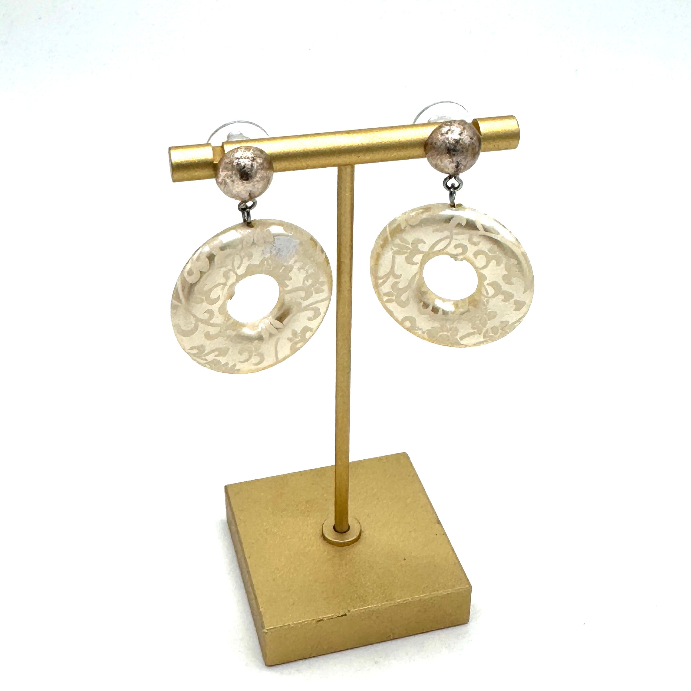 Lace Pearl Donut Drop Earrings