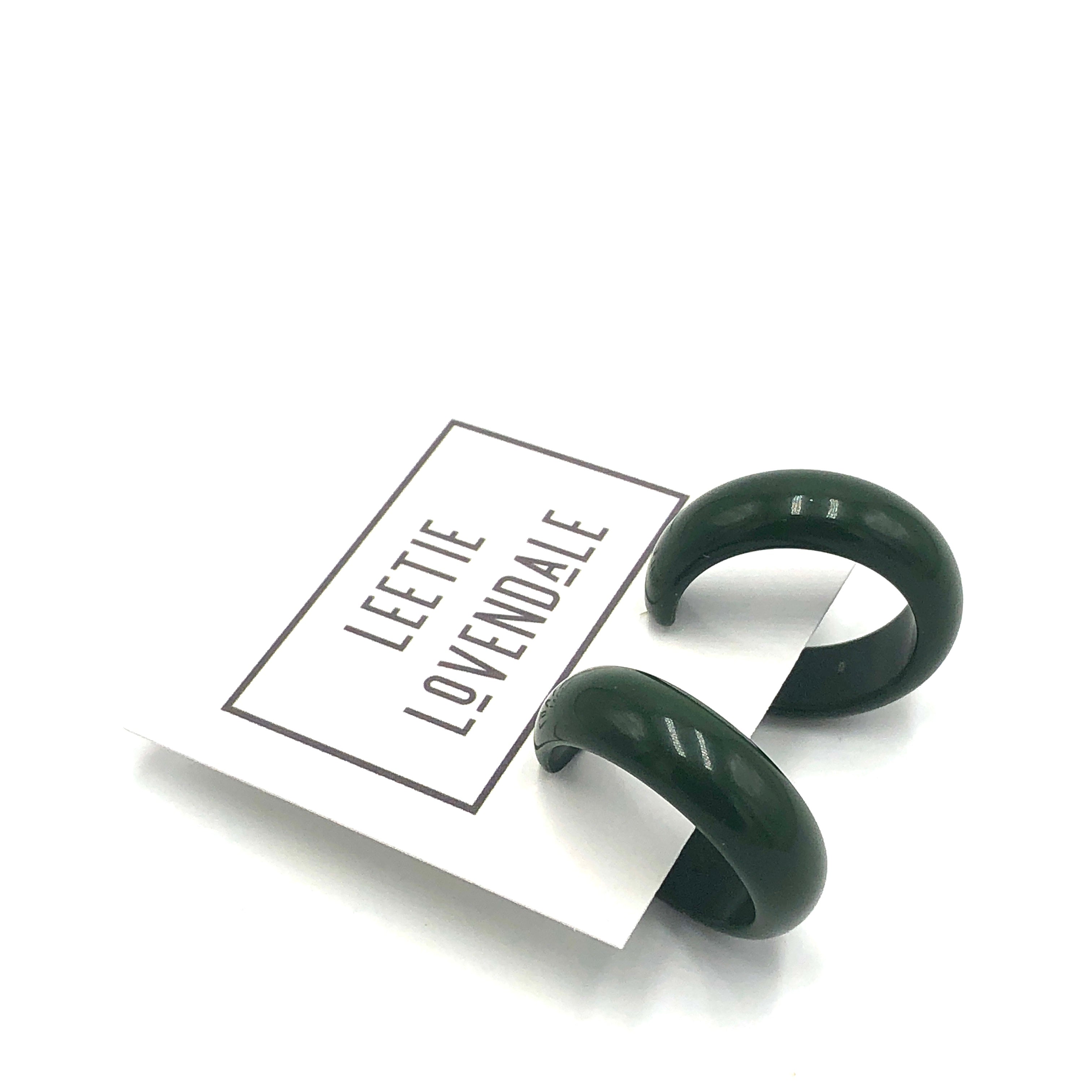 Deep Green Simple Hoop Earrings *