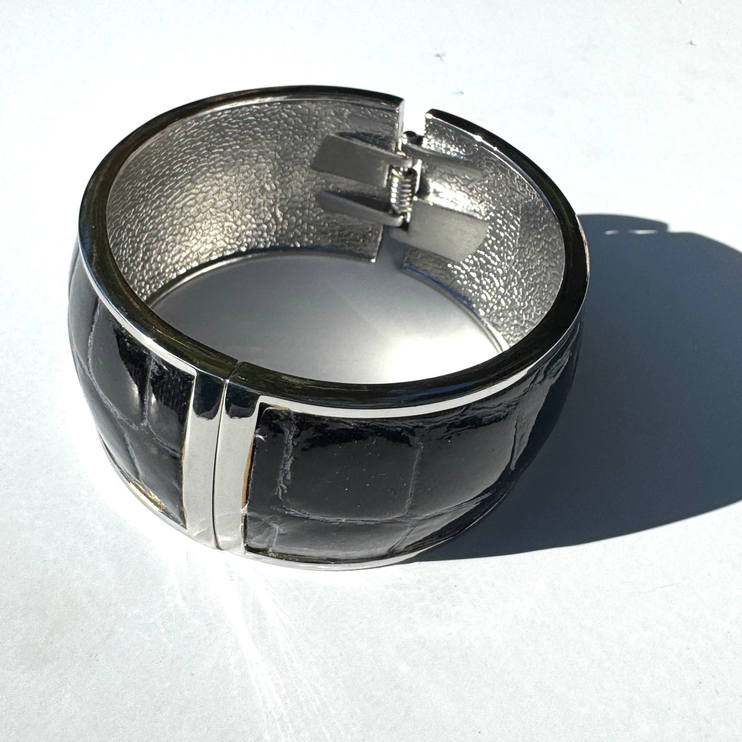 Black Croc Clamper Bracelet