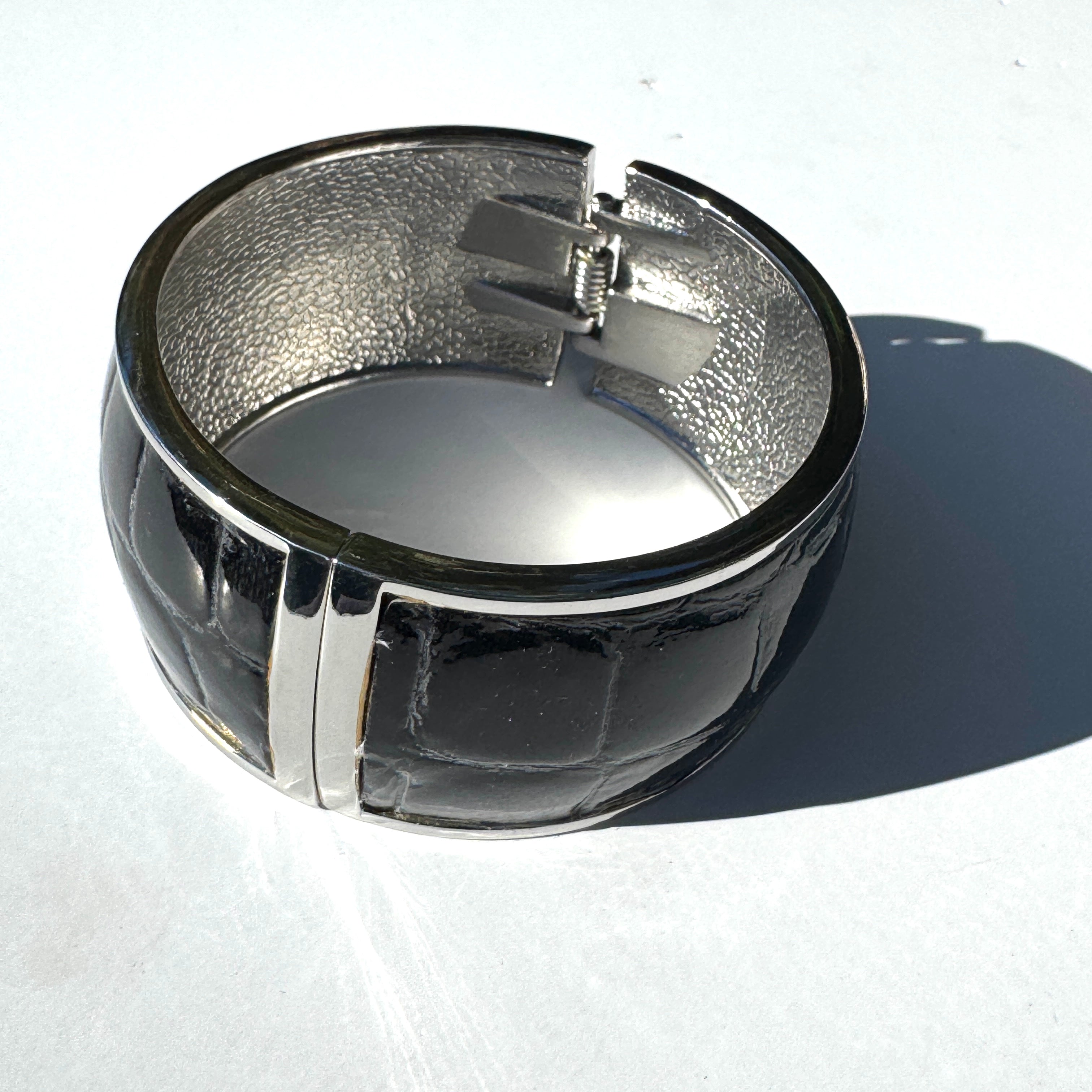 Black Croc Clamper Bracelet