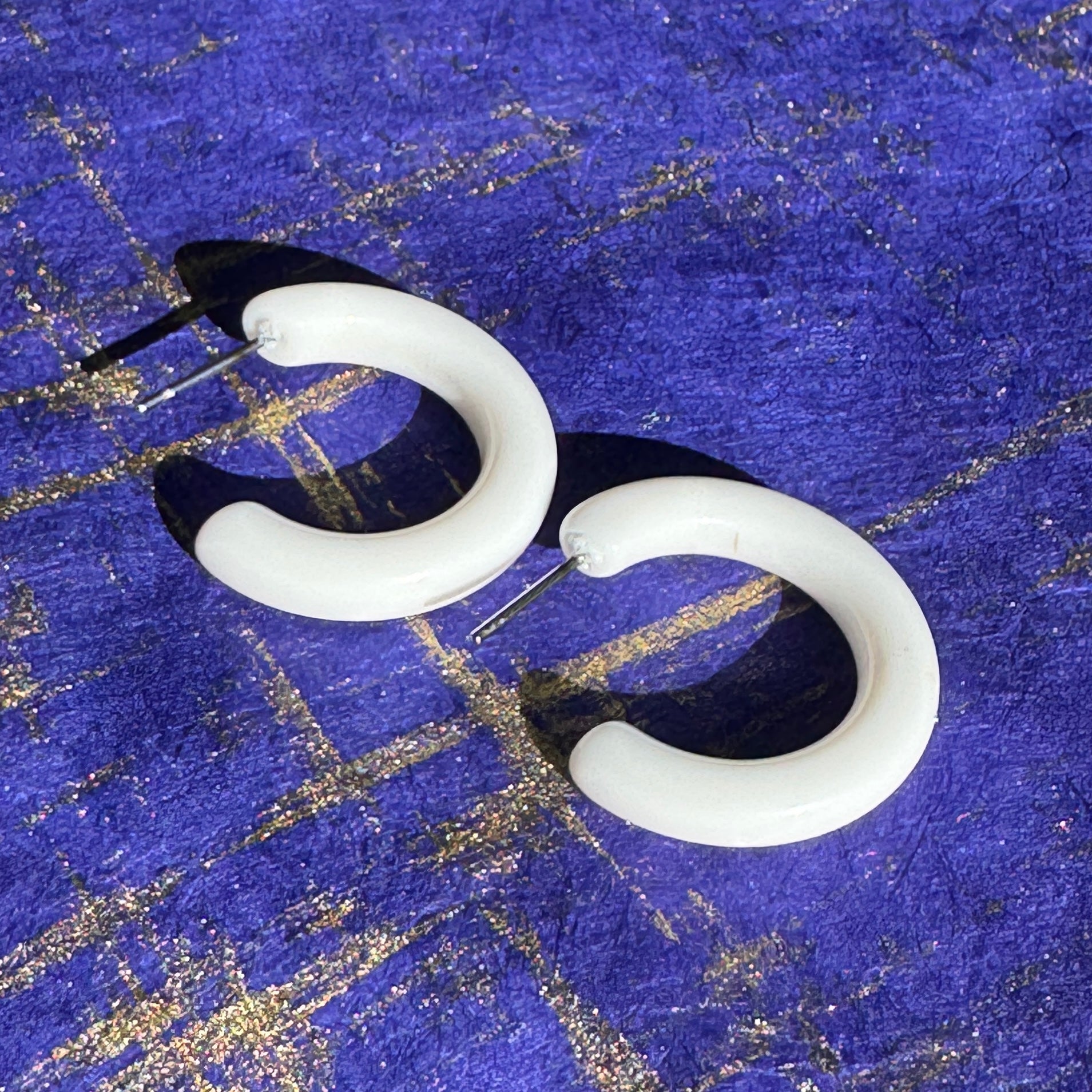 White Tube Hoop Earrings