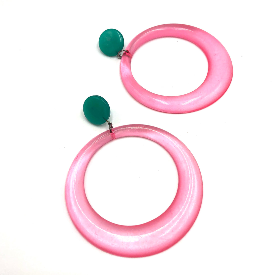 Pink &amp; Emerald Moonglow Iris Earrings