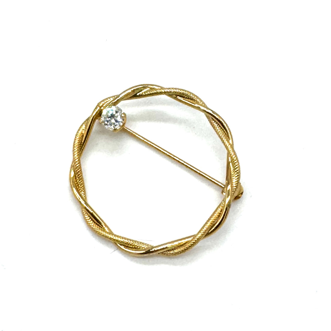 Golden Twist Halo Brooch