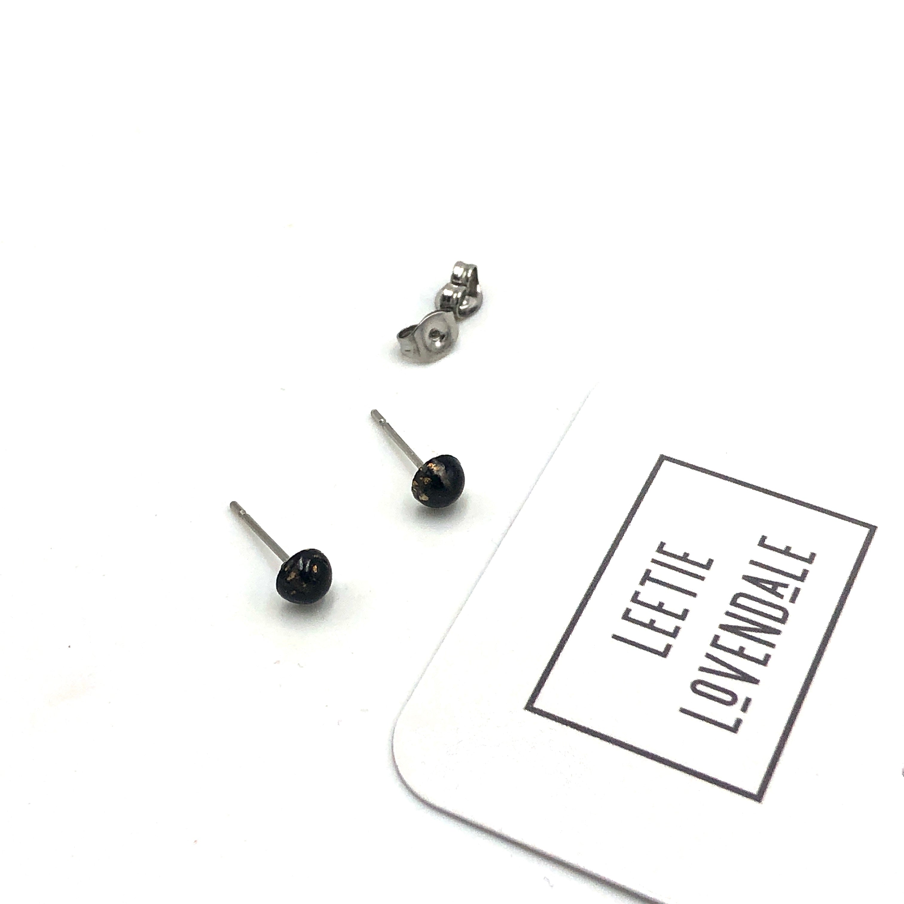 Black Mosaic Tiny Dot Earrings