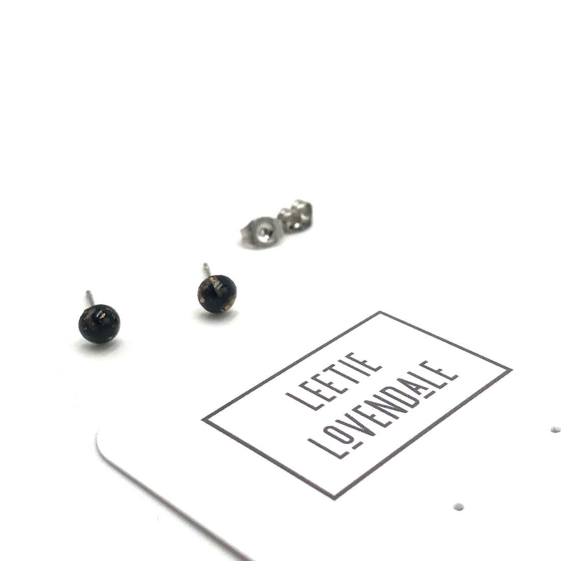 Black Mosaic Tiny Dot Earrings