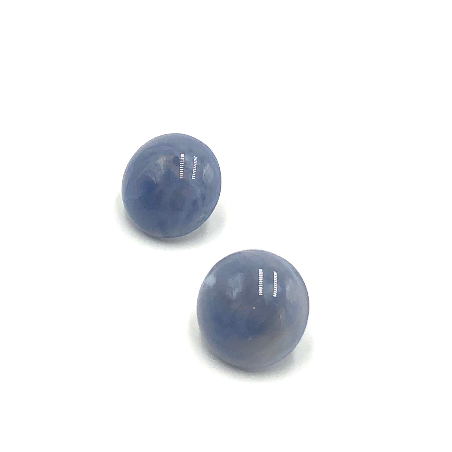 Denim Blue Marbled Retro Button Stud Earrings - 18mm