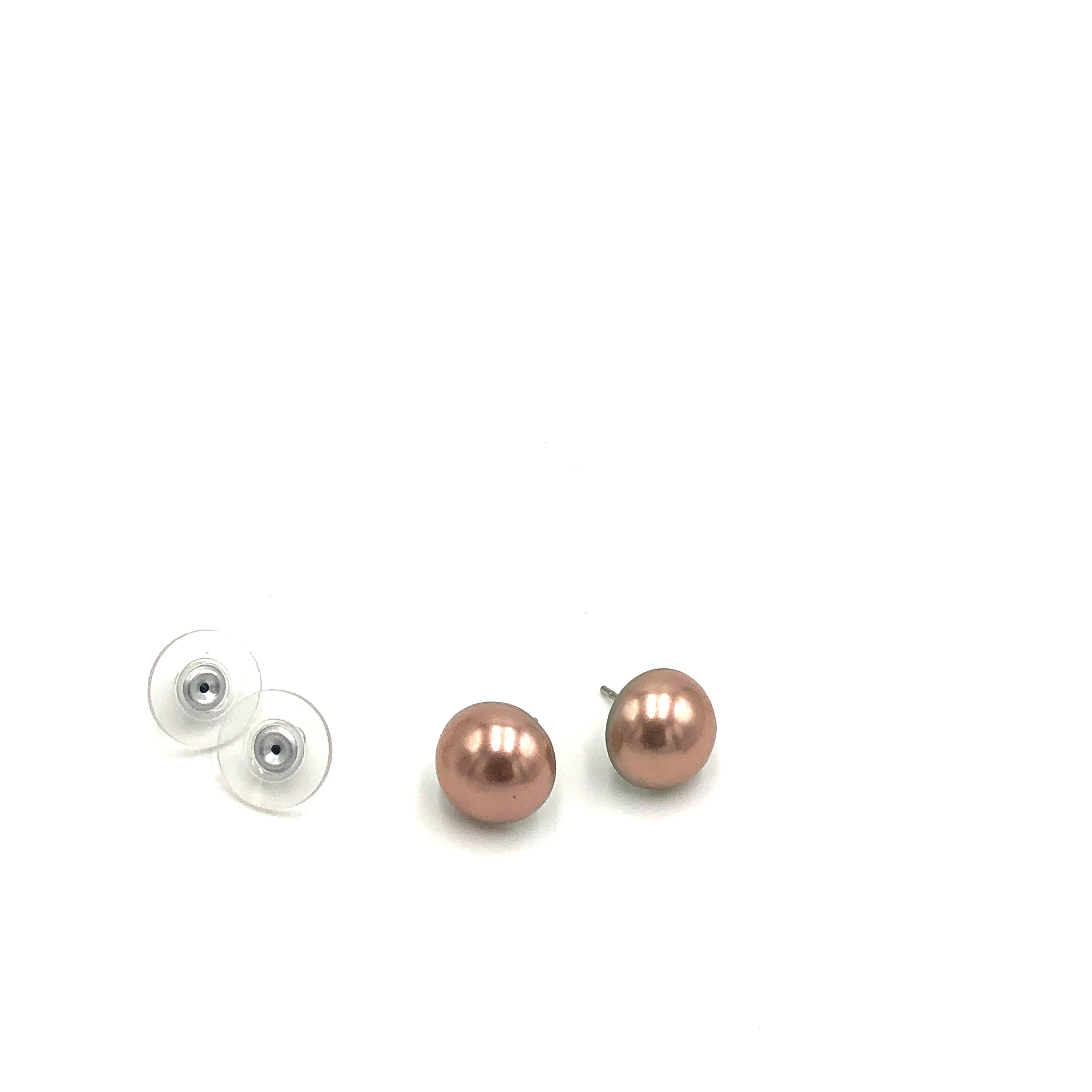 French Pink Pearl Retro Button Stud Earrings