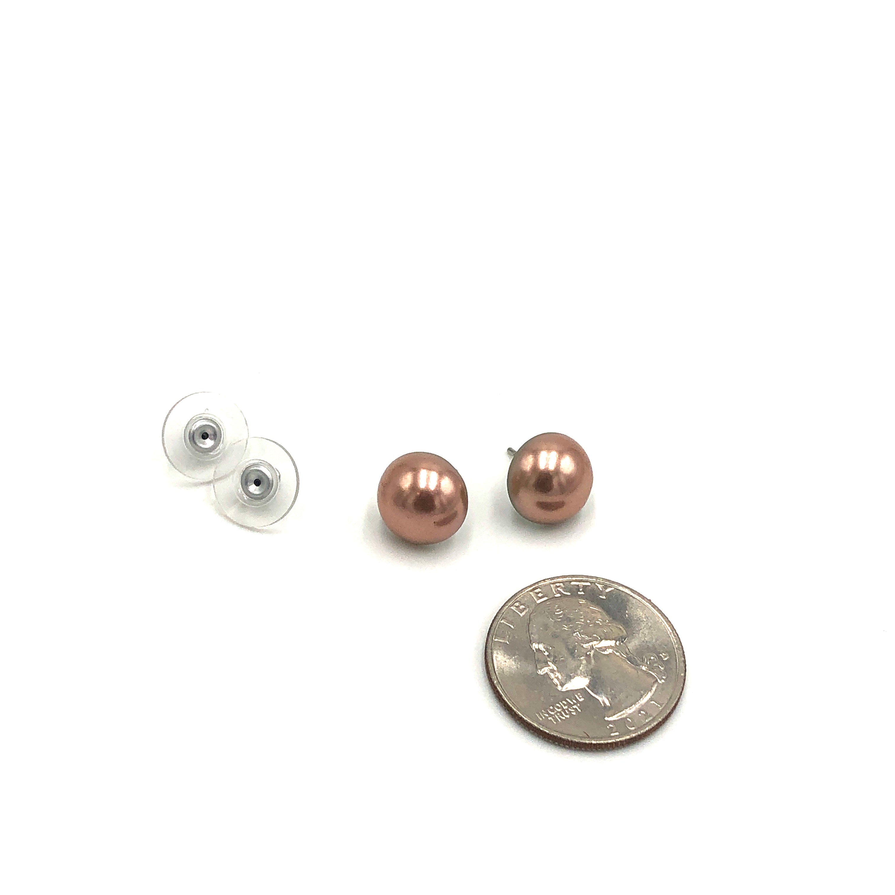 French Pink Pearl Retro Button Stud Earrings