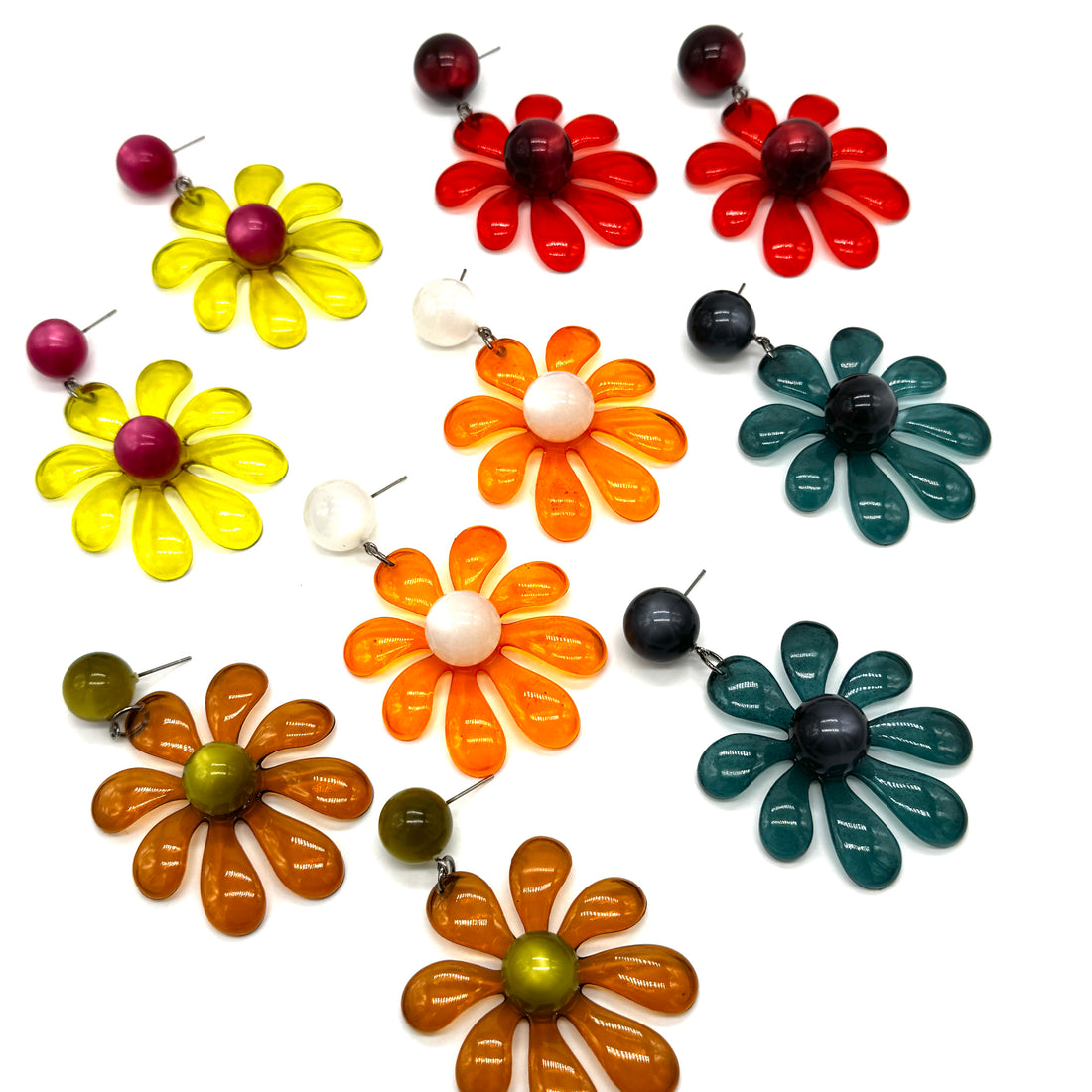 Retro Splat Flower Earrings