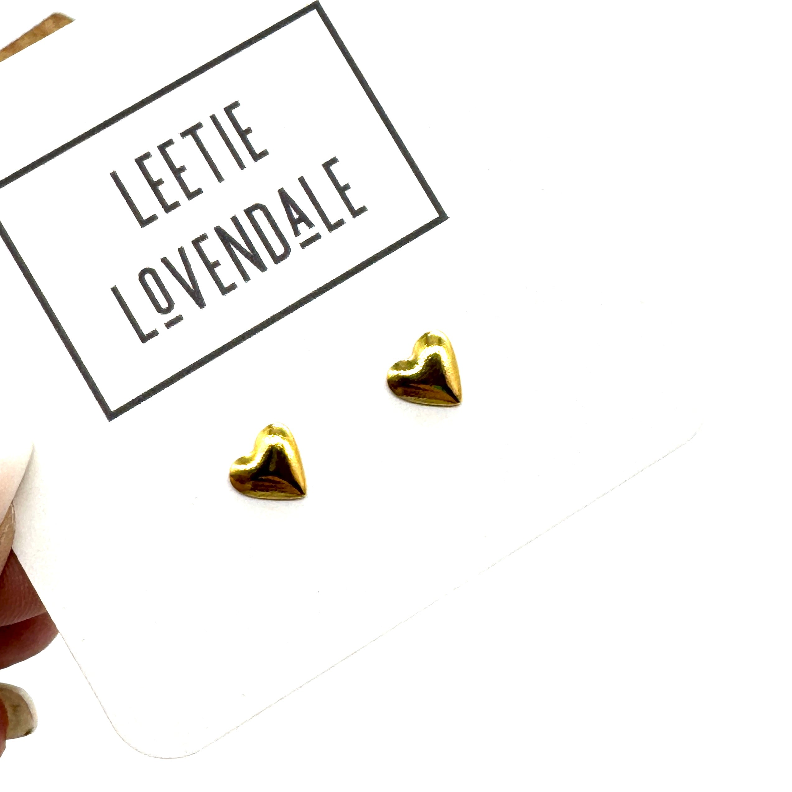 Small Hearts Deadstock Gold Stud Earrings - 6mm