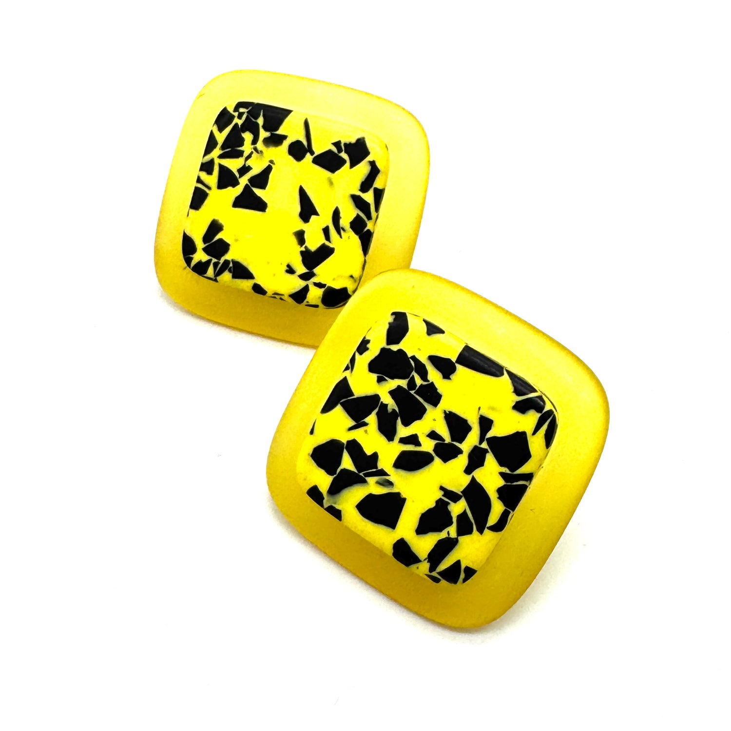 Lemon Mosaic Clip On Earrings - vintage deadstock