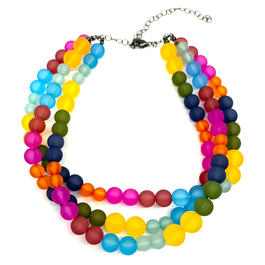 Rainbow Frosted Beaded Morgan Necklace