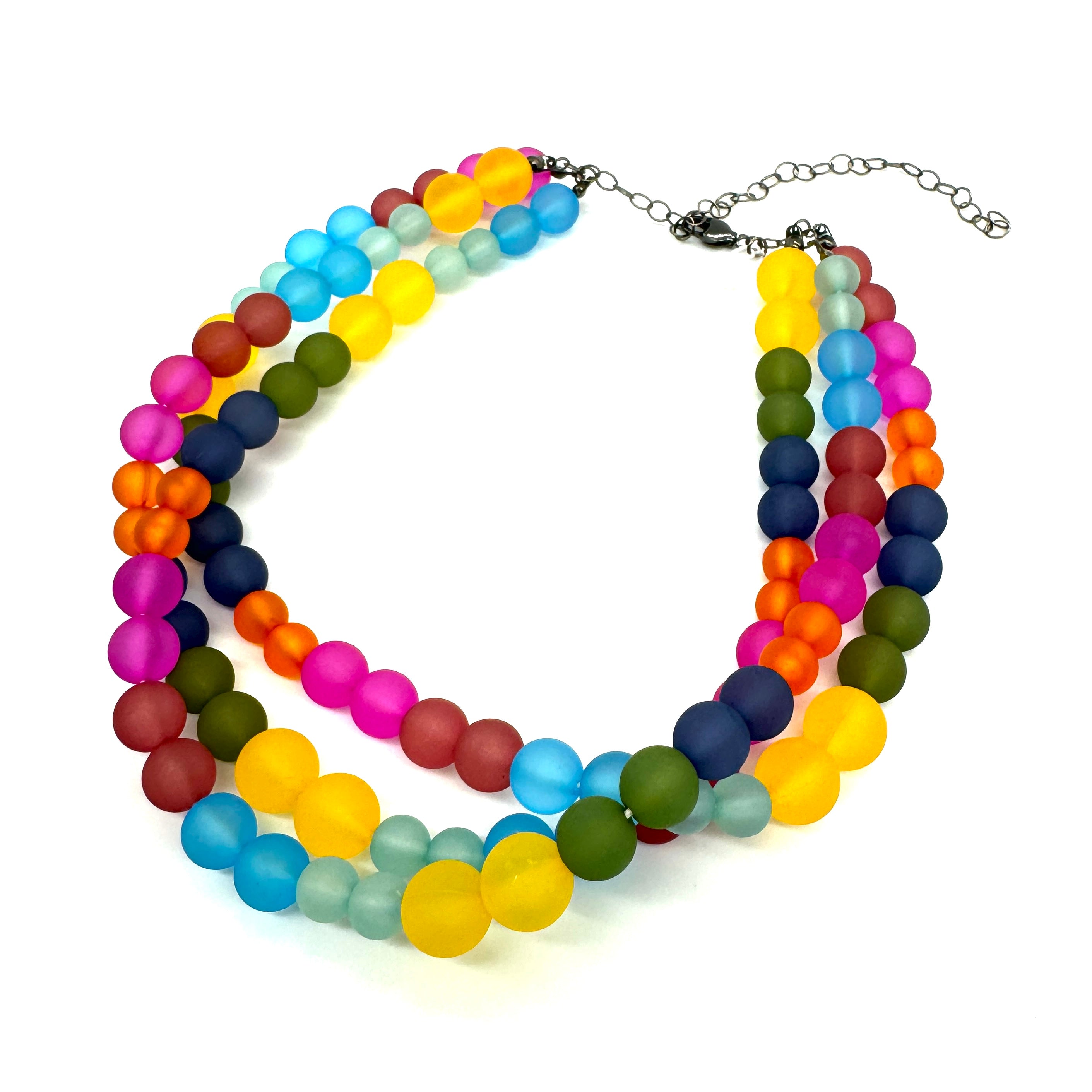 Rainbow Frosted Beaded Morgan Necklace