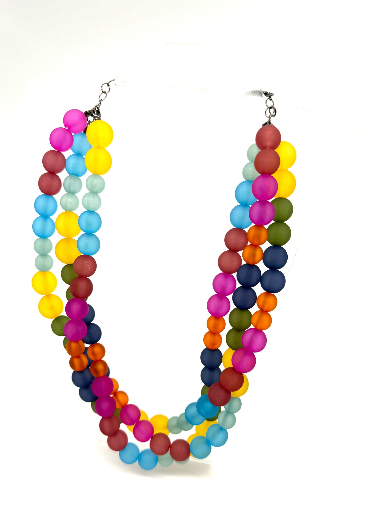 Rainbow Frosted Beaded Morgan Necklace