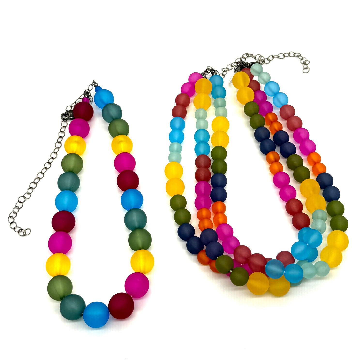 Rainbow Frosted Beaded Morgan Necklace