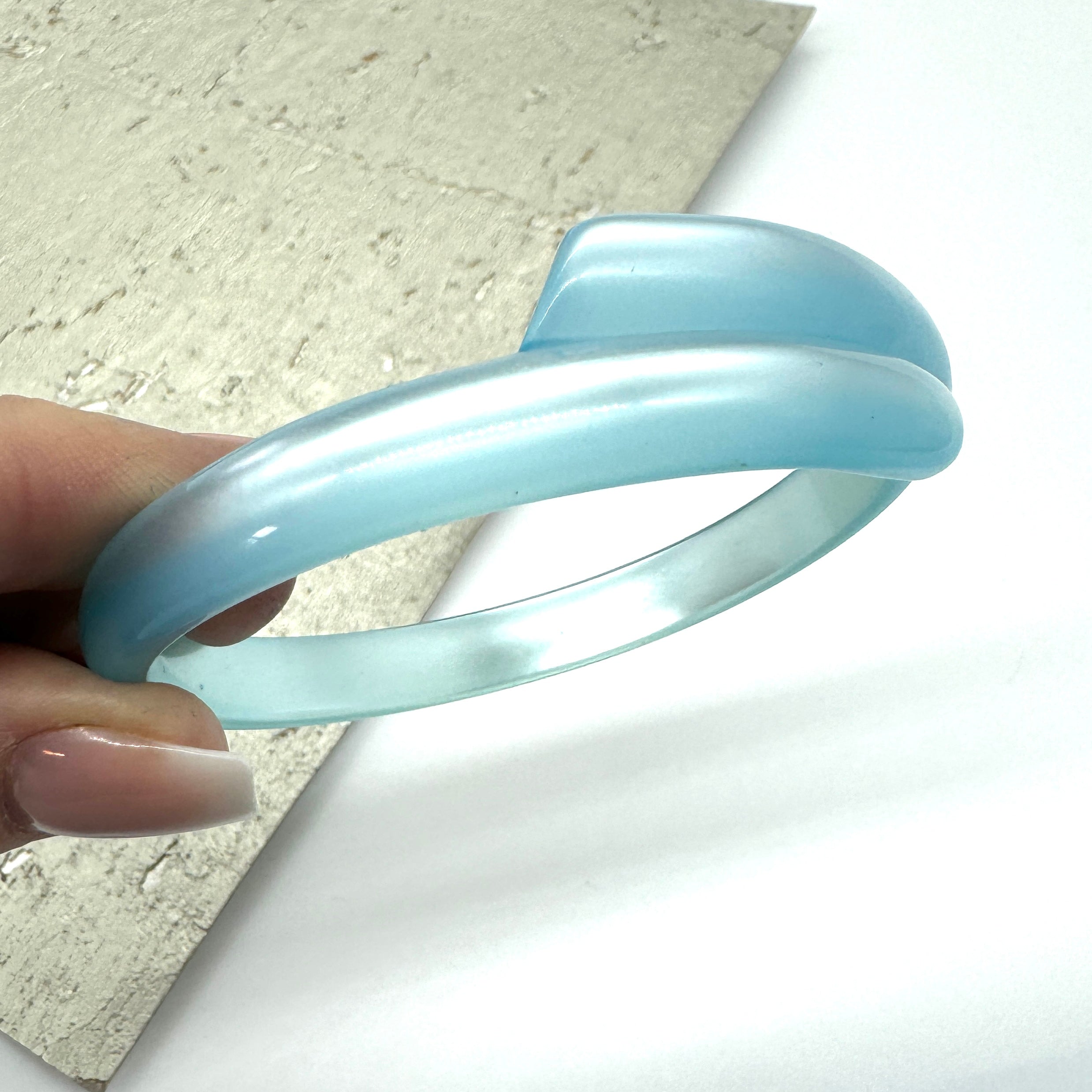 Ice Blue Moonglow Wrapped Bangle Bracelet