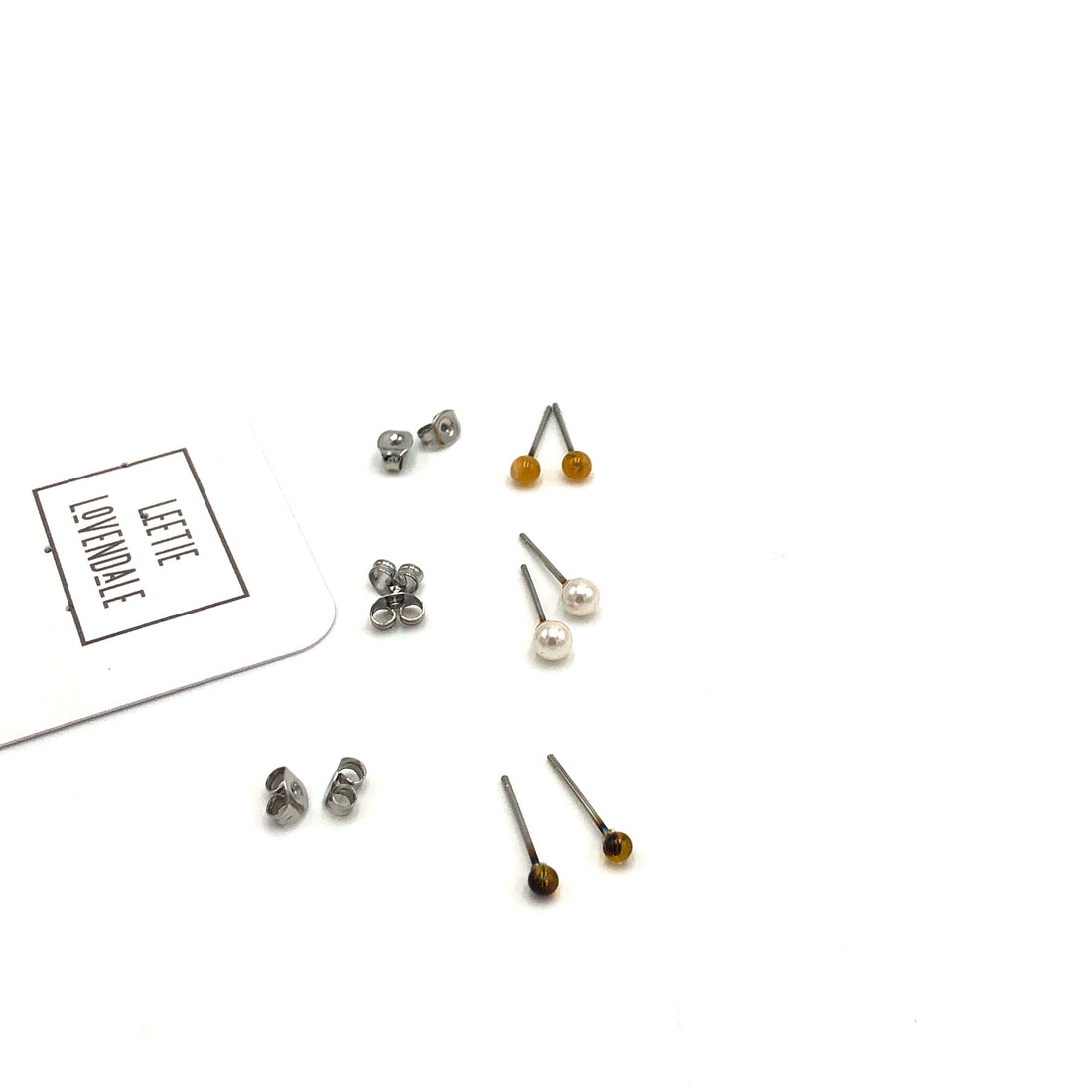 Tortoise &amp; Honey Tiny Studs Earrings Set