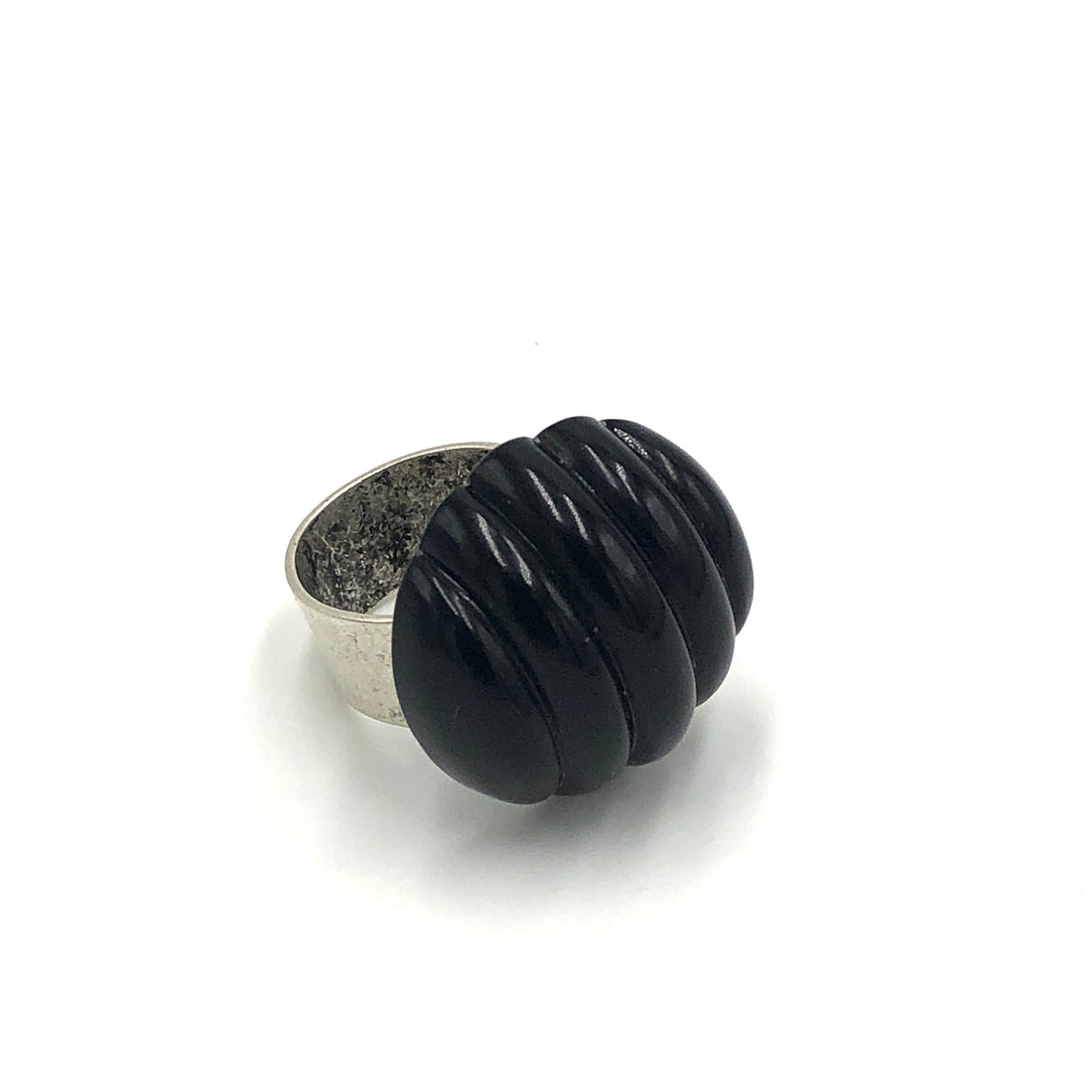Black Corrugated Cocktail Ring