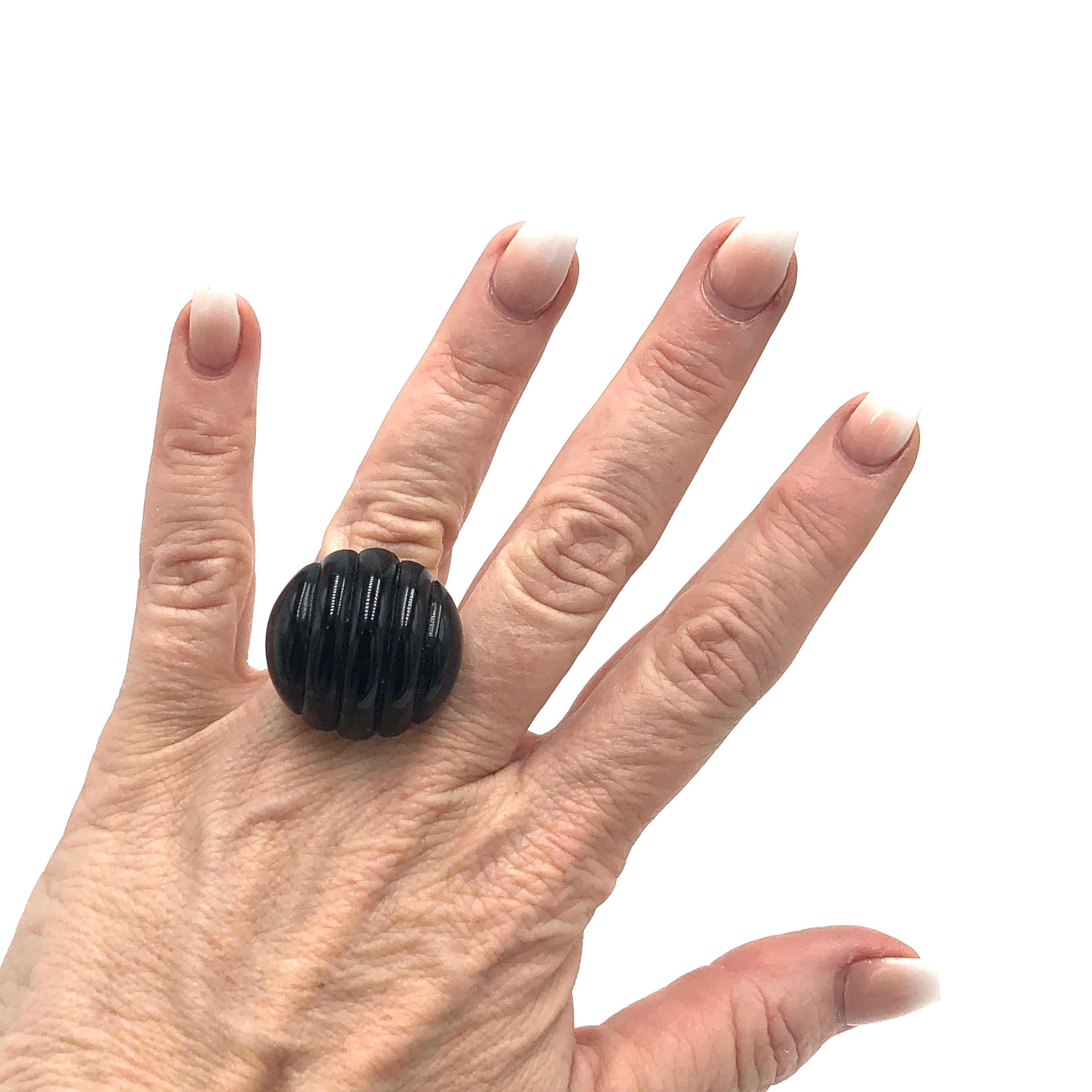 Black Corrugated Cocktail Ring