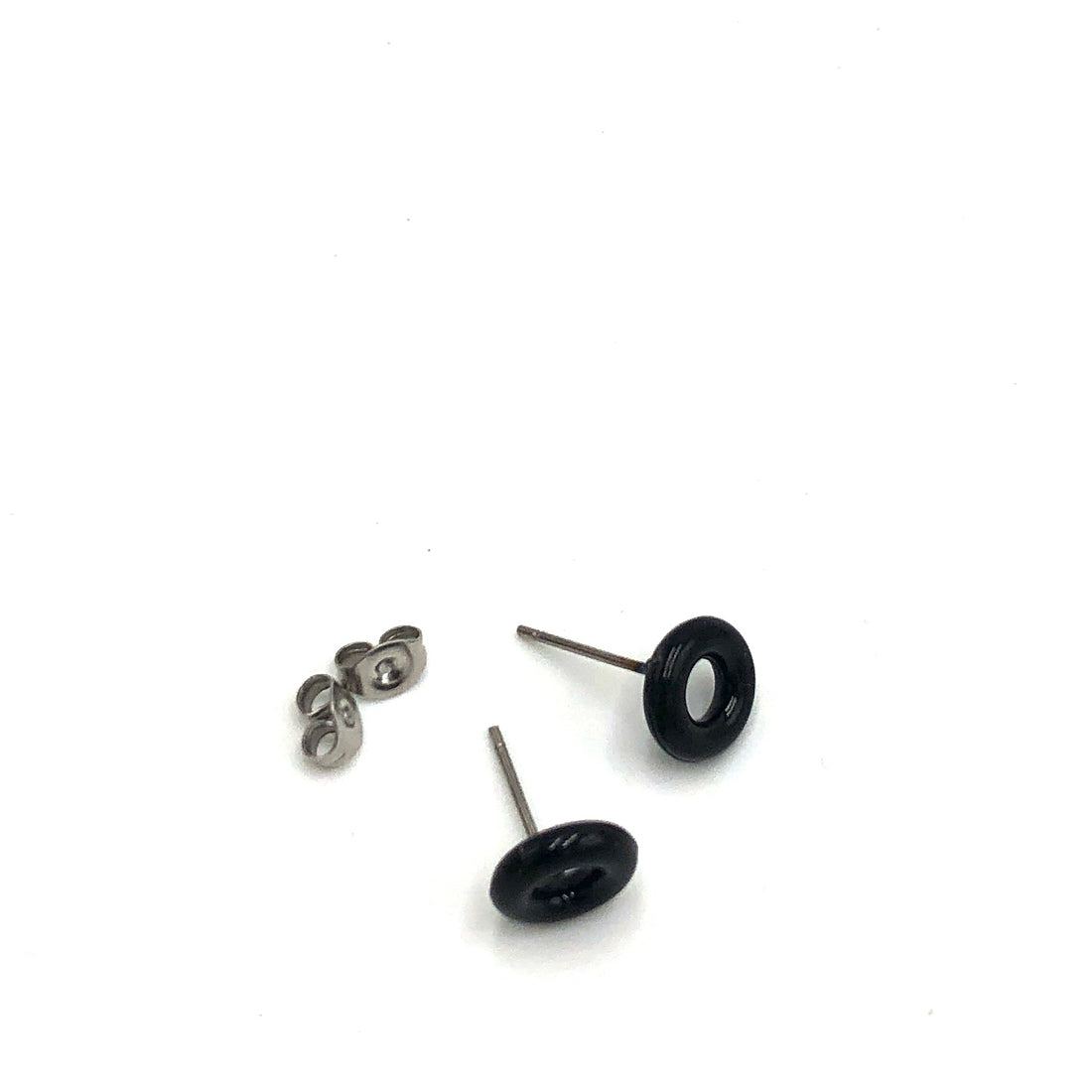 Black Donut Stud Earrings