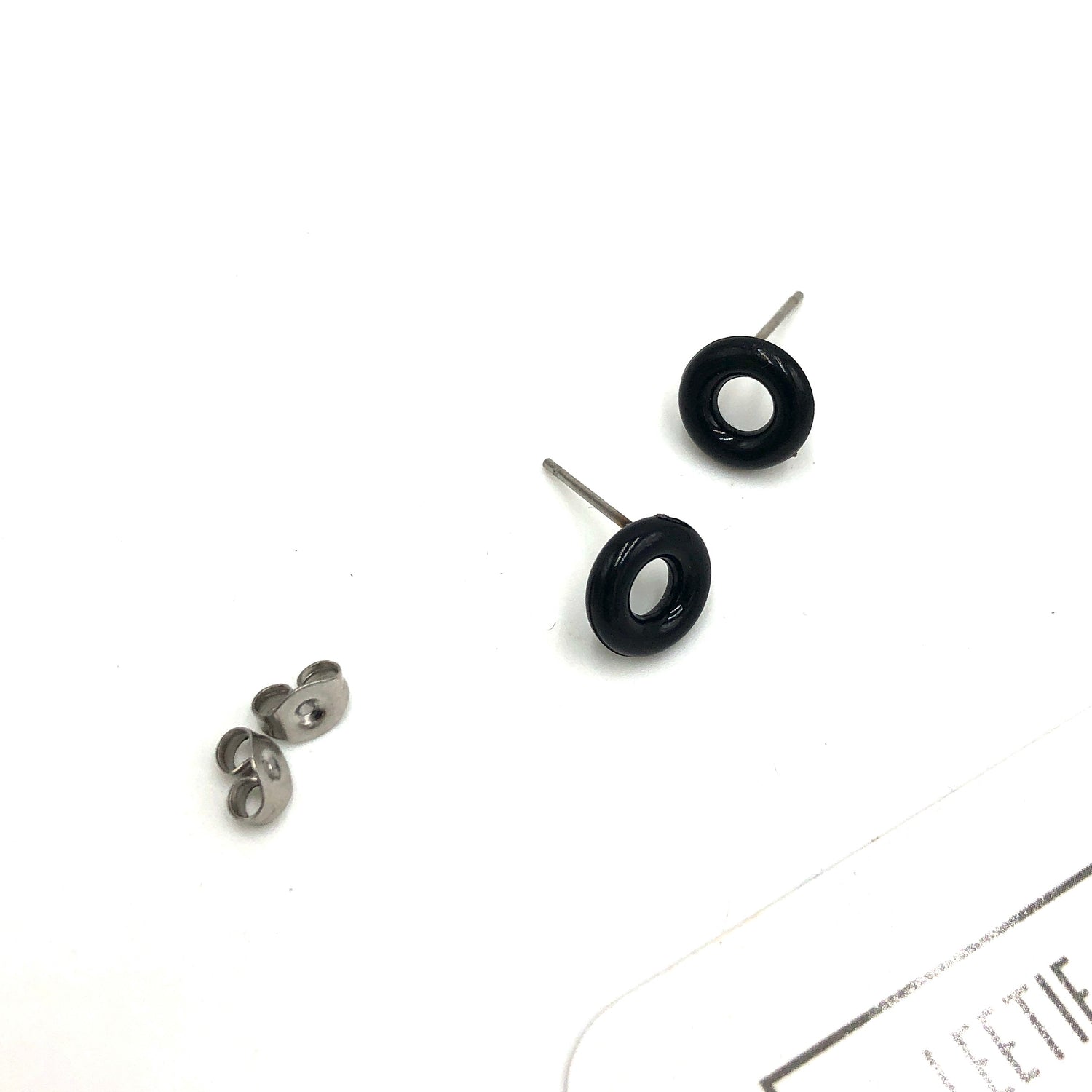Black Donut Stud Earrings