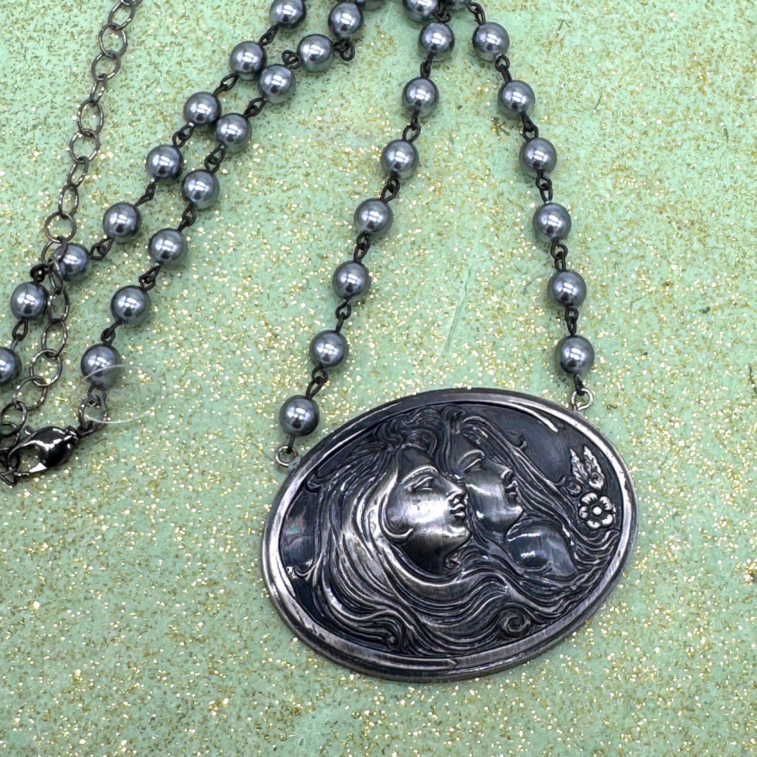 Twin Flame Cameo Necklace