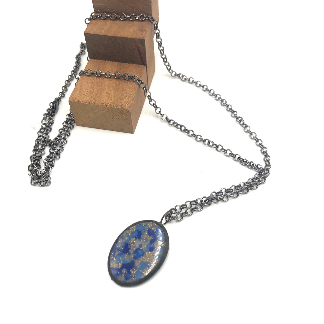Blue &amp; Bling Oval Mosaic Layering Necklace