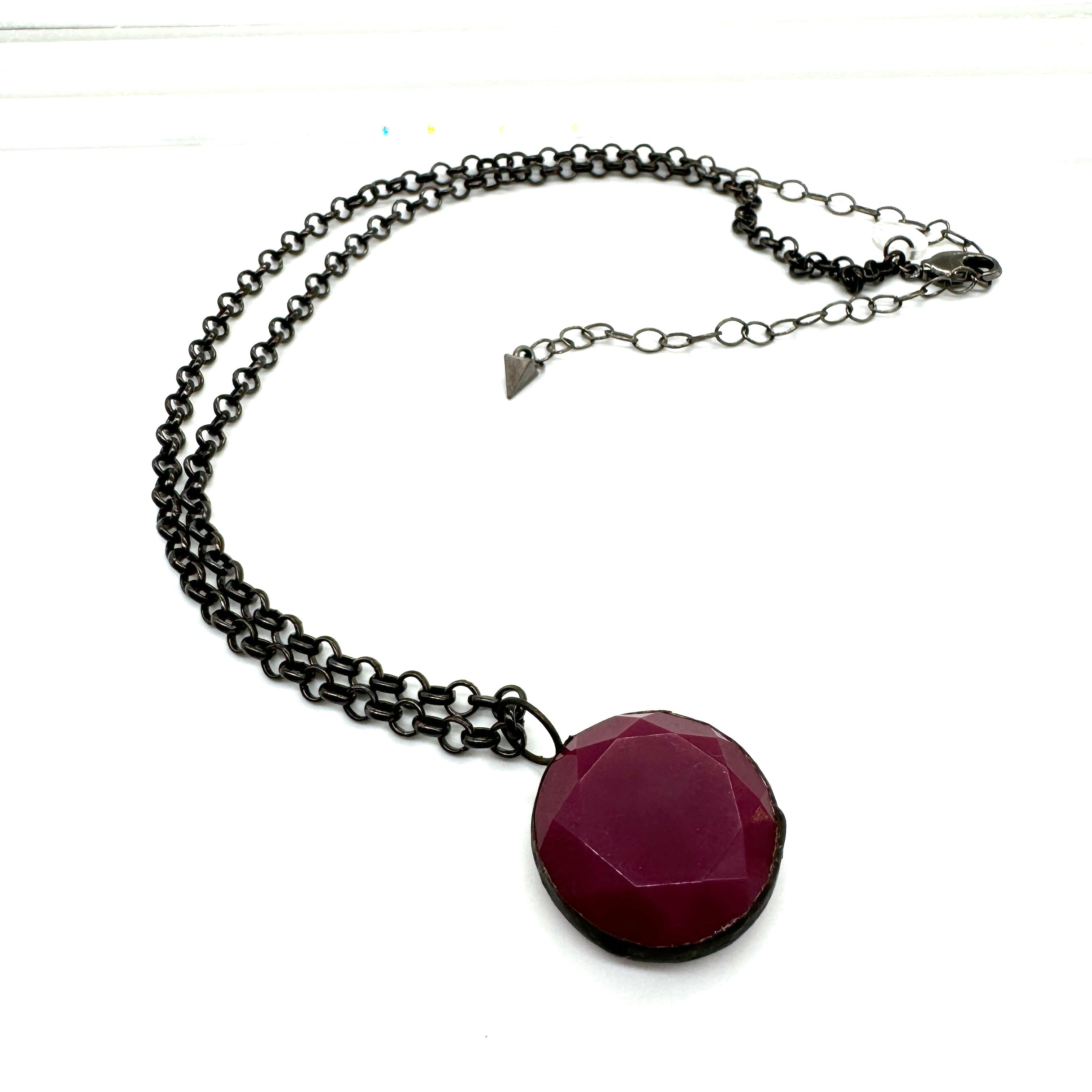 Violet Luster Facet Chunky Layering Necklace - 28mm pendant *