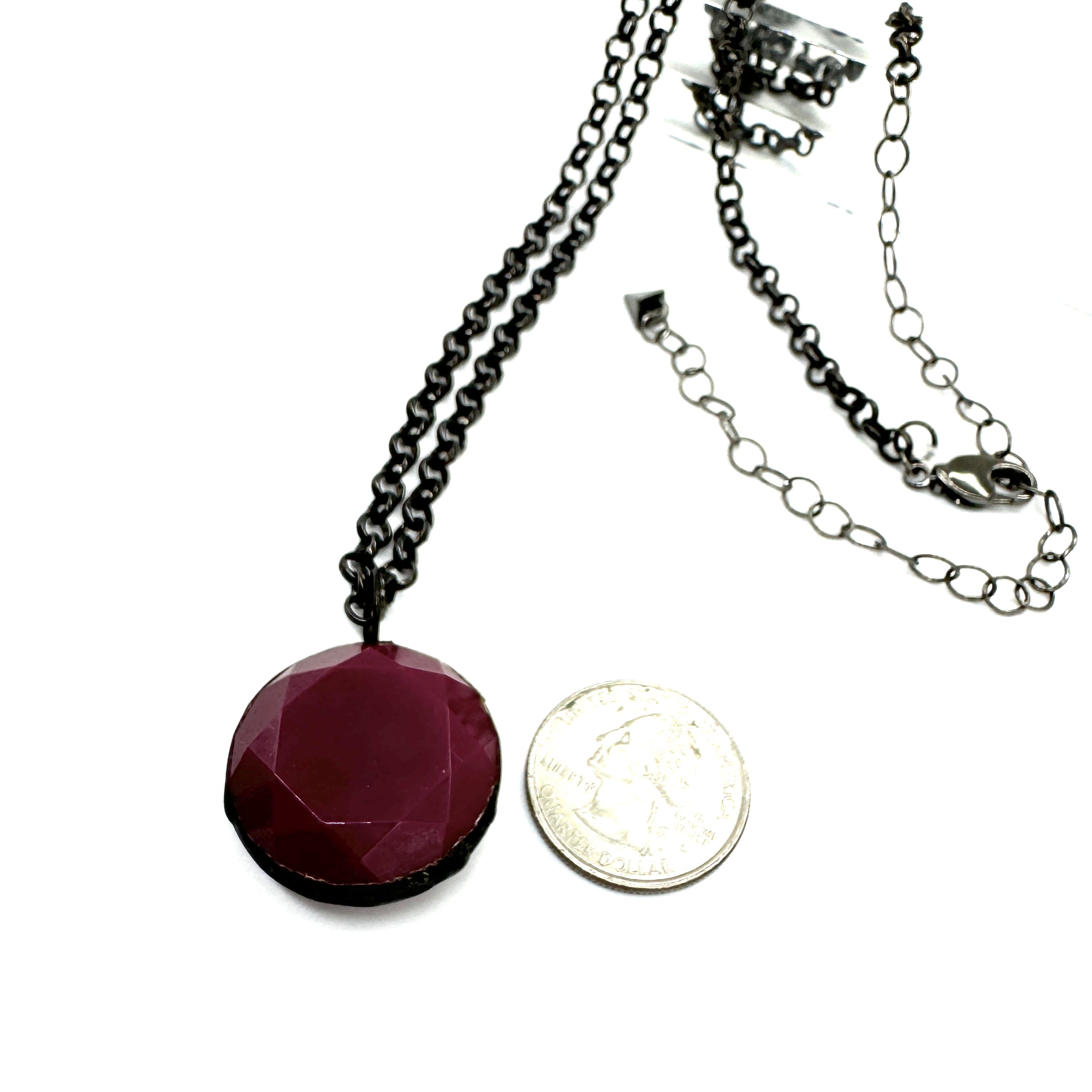 Violet Luster Facet Chunky Layering Necklace - 28mm pendant *