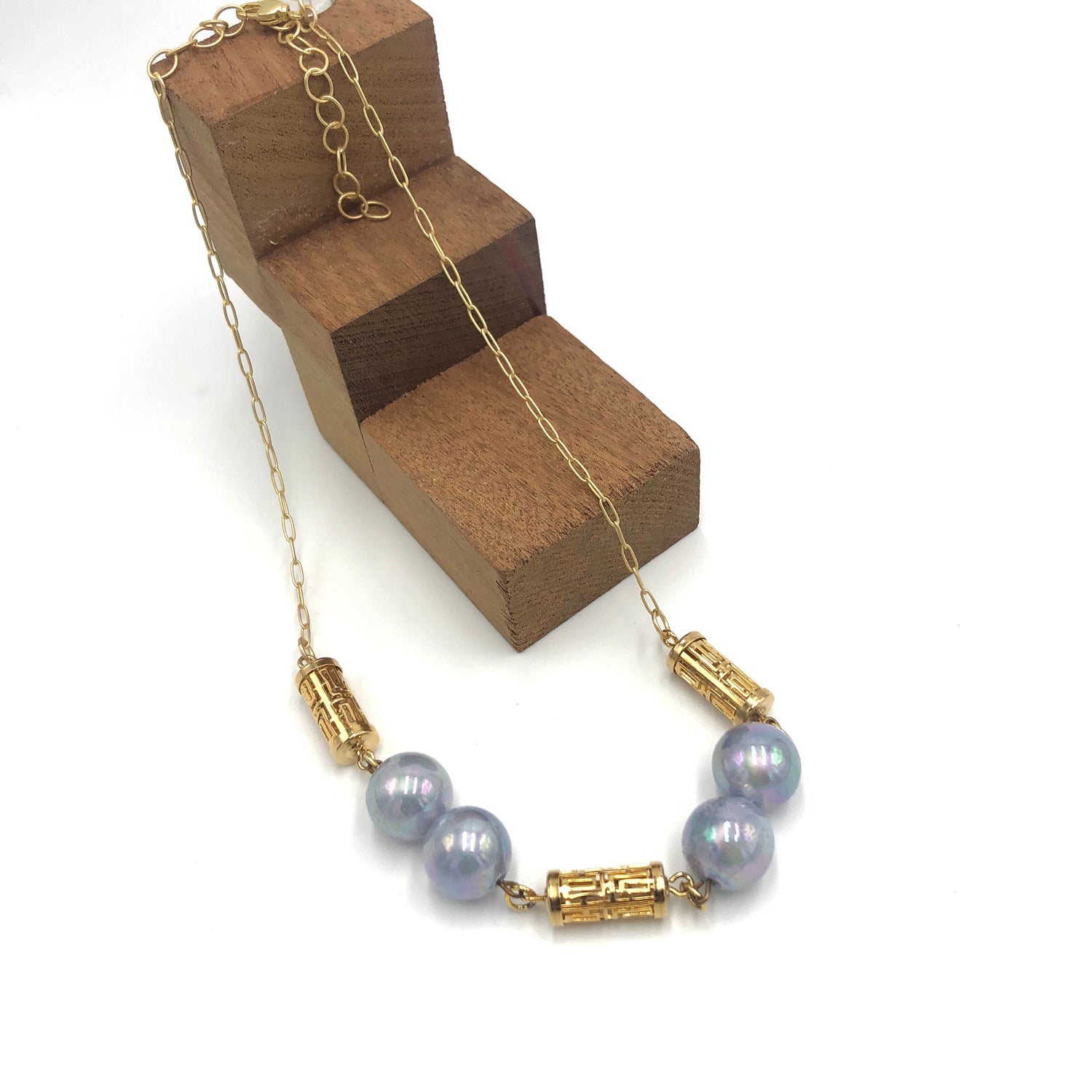 Periwinkle &amp; Gold Lantern Necklace -  Live Unboxing NYC 