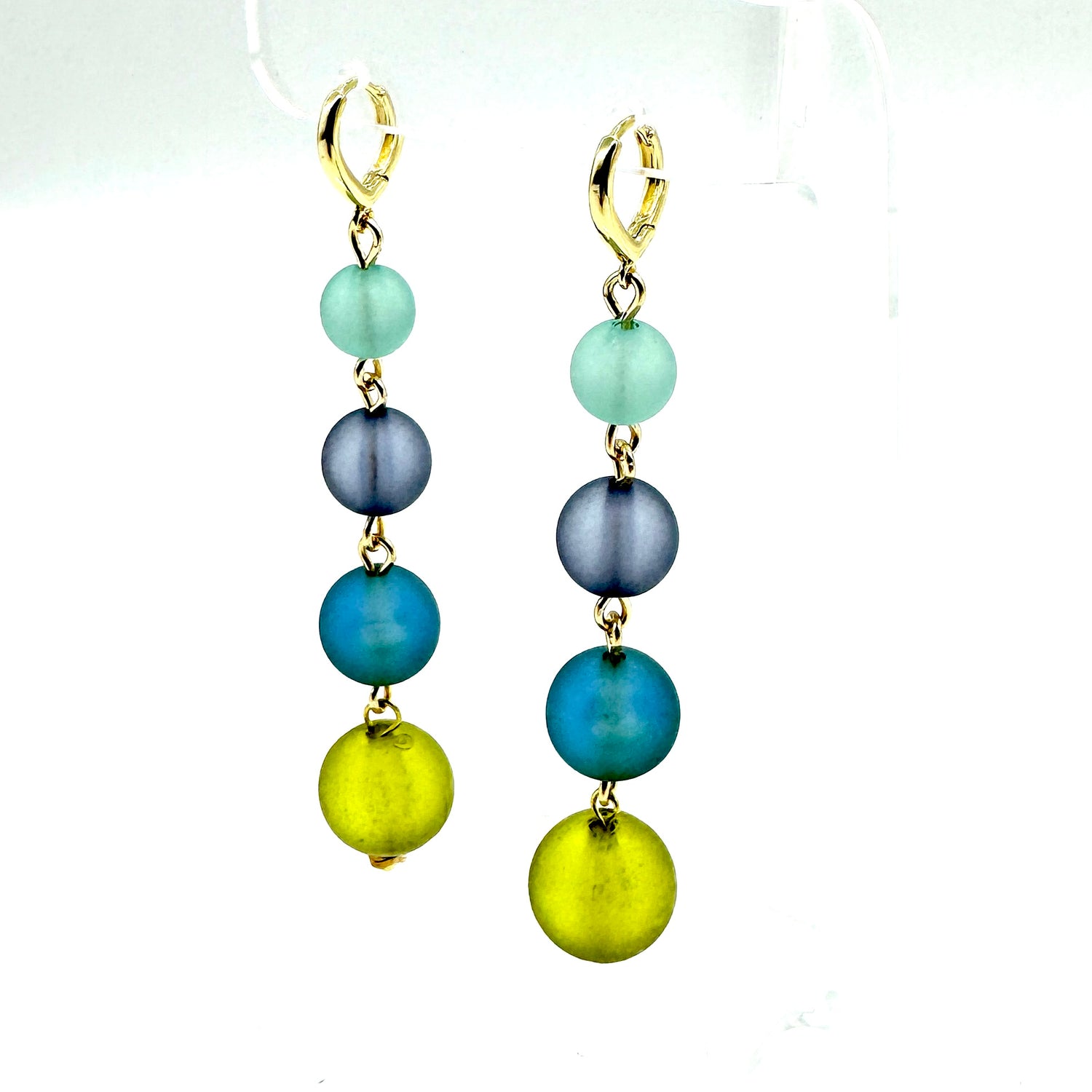 Queen of the Sea 4 Bead Frosted Drop Earrings