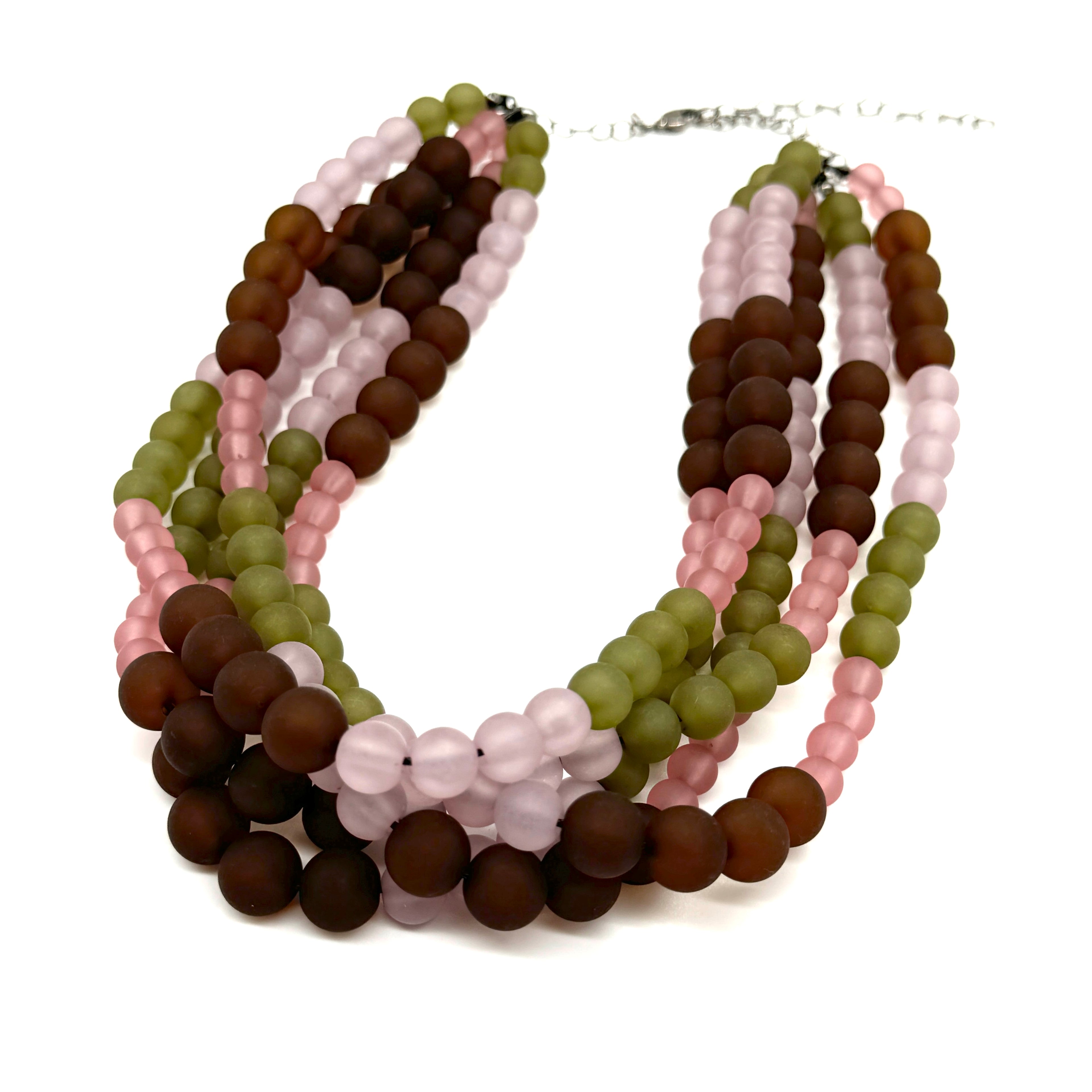 peach and brown beaded necklace