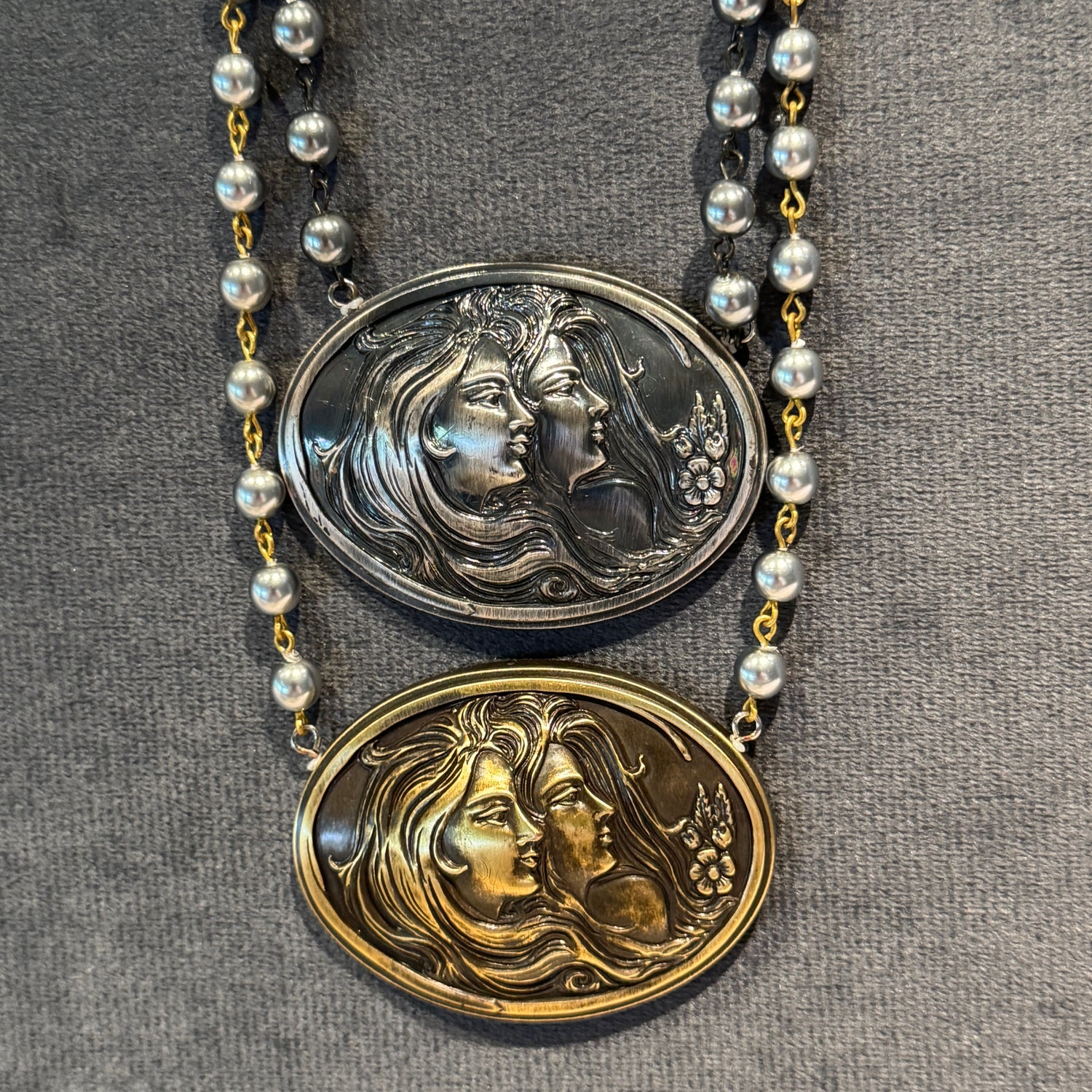 Twin Flame Cameo Necklace