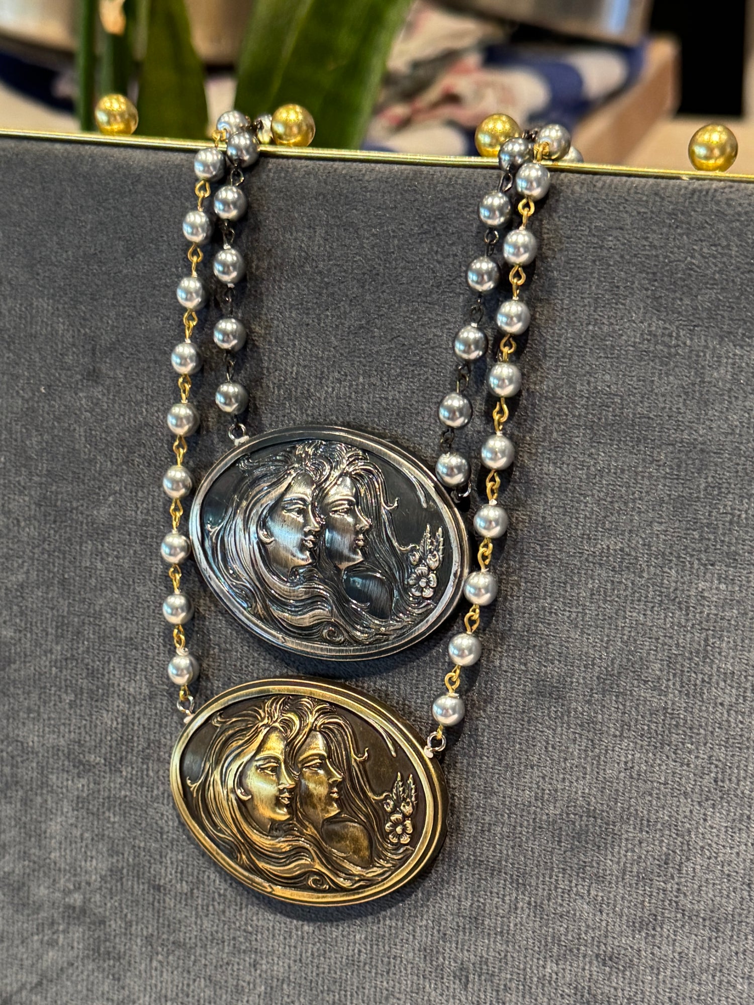 Twin Flame Cameo Necklace