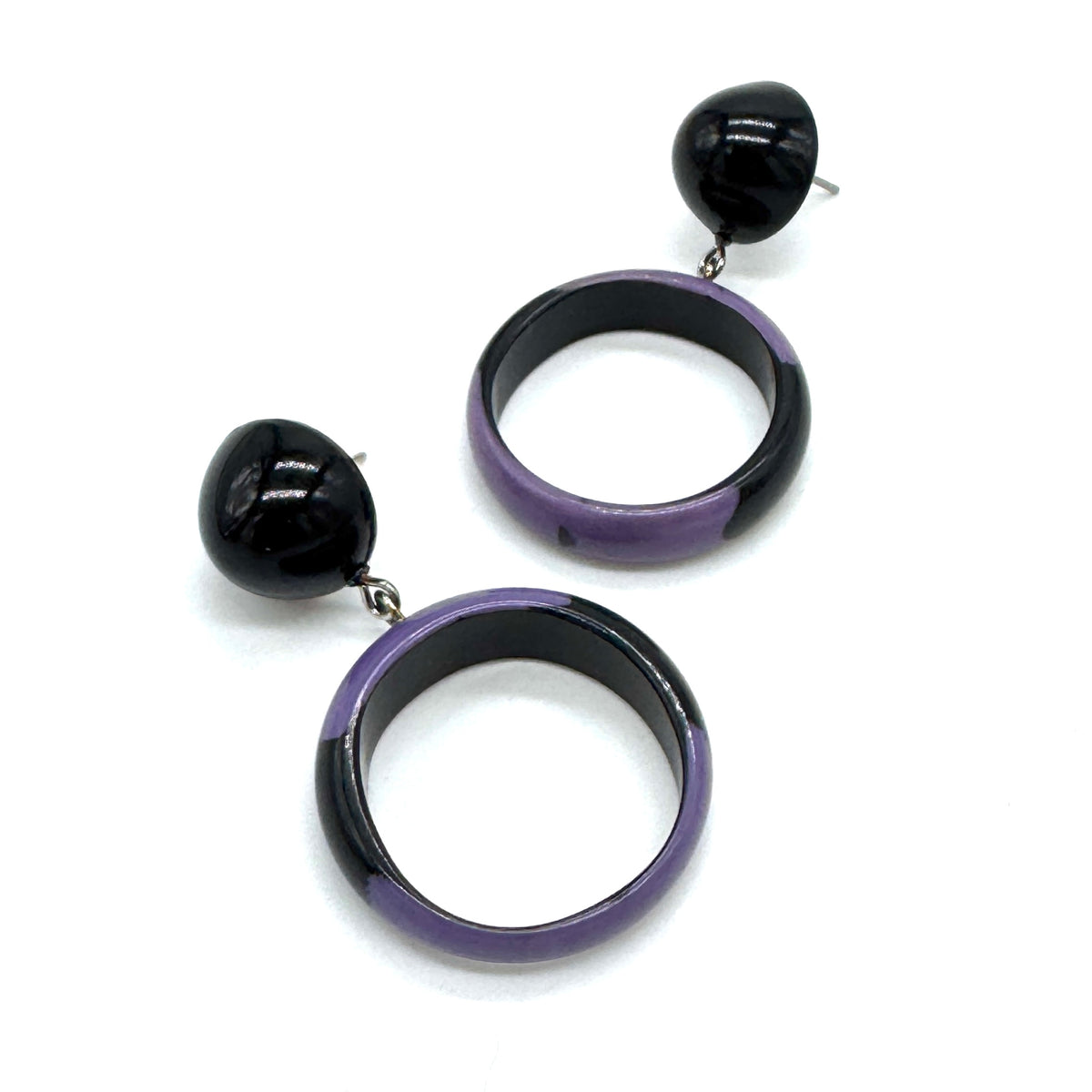 Psychedelic Plum Donut Drop Earrings