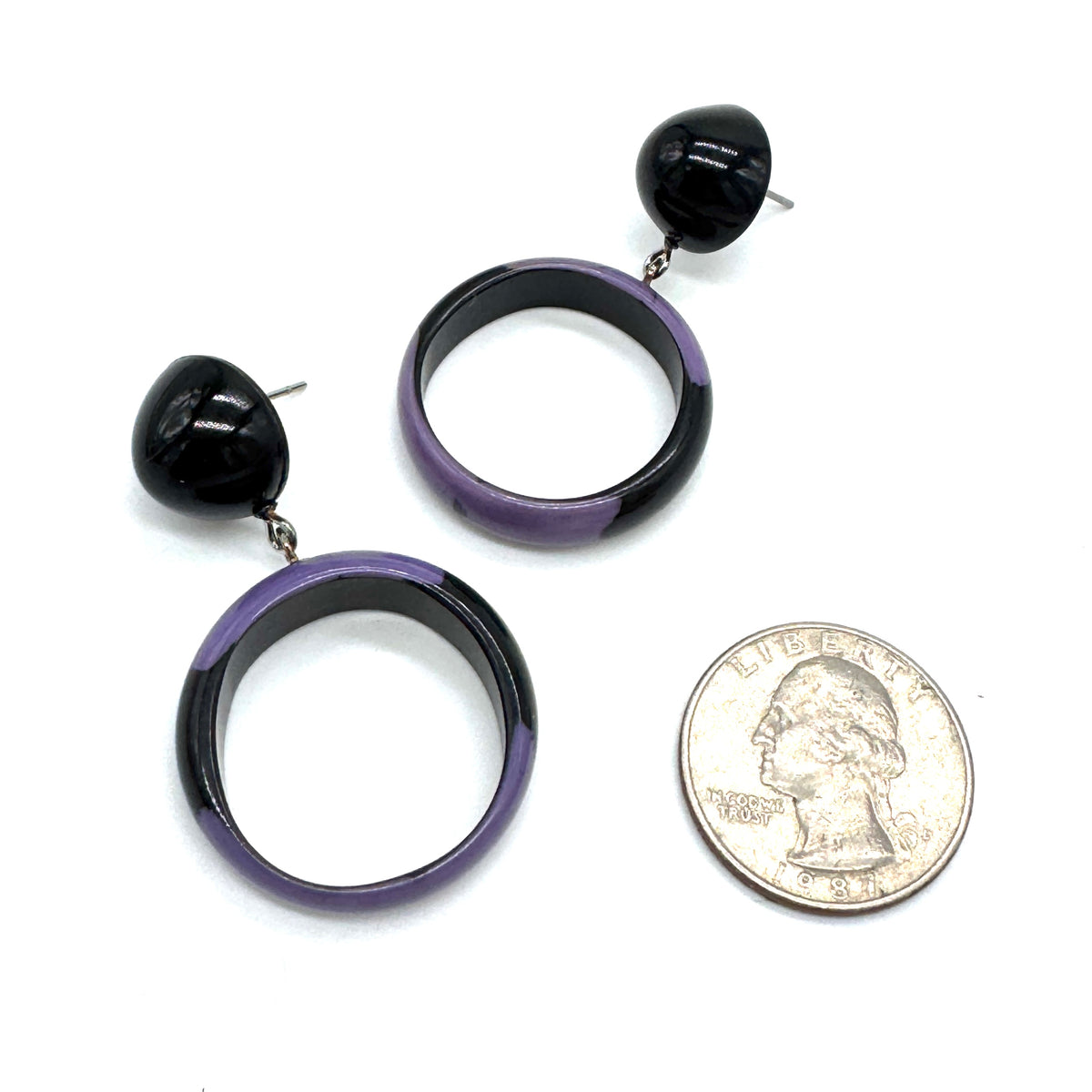 Psychedelic Plum Donut Drop Earrings