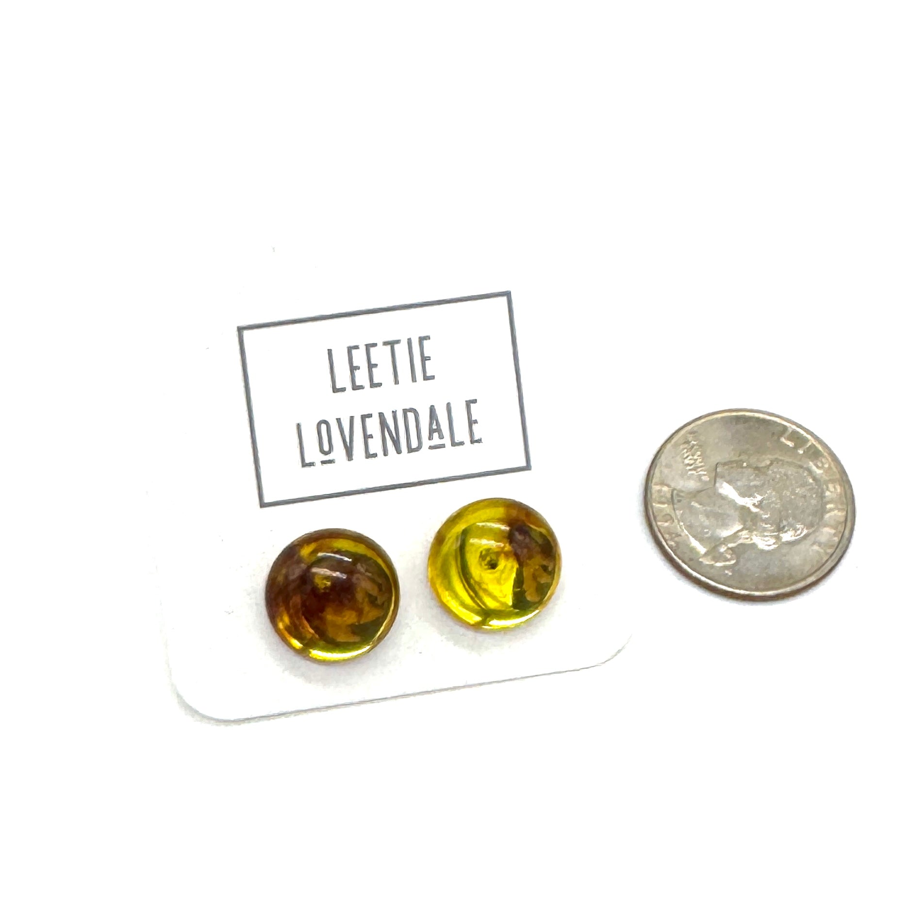 Amber Glow Spotted Retro Button STud Earrings