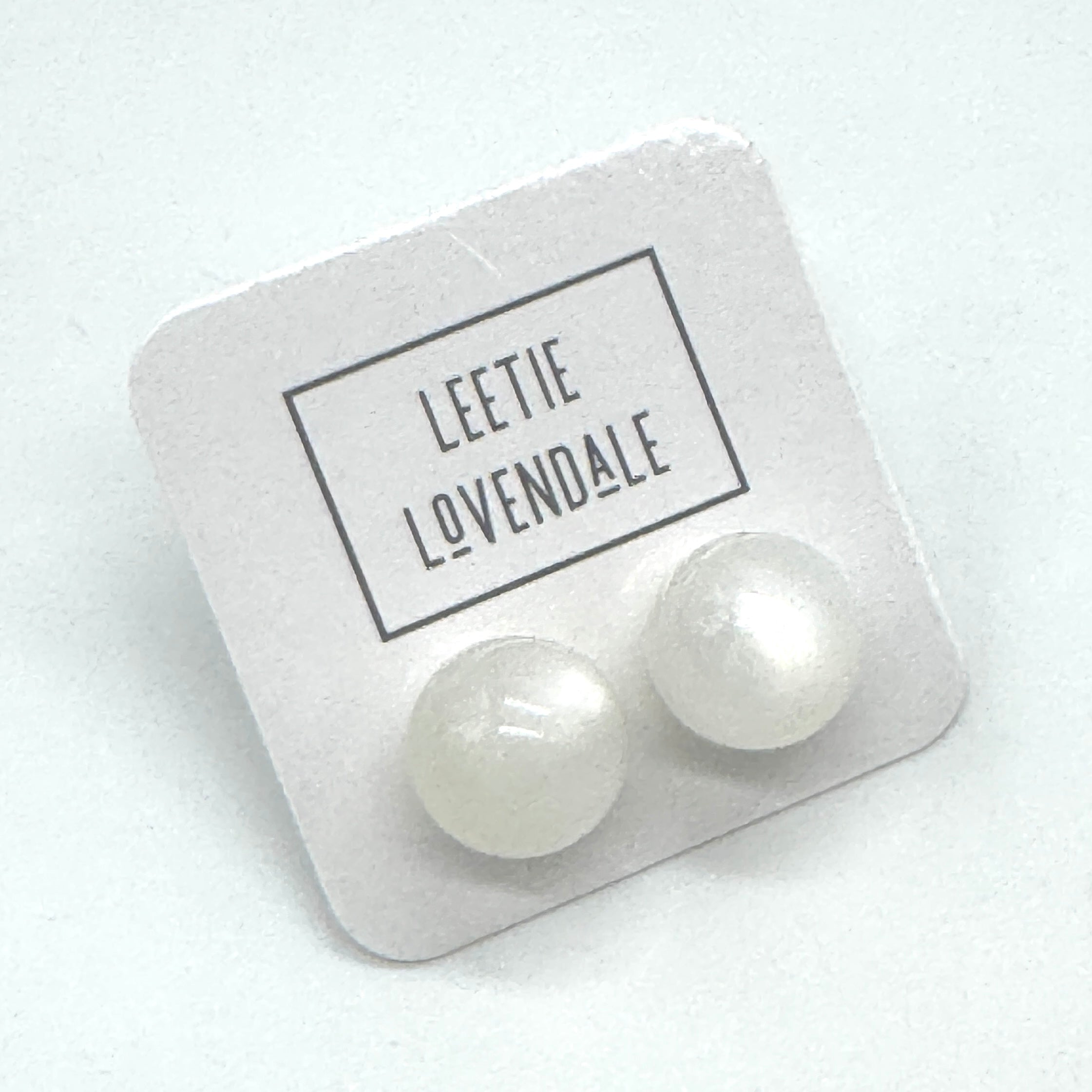 White Moonglow Jumbo Ball Stud Earrings