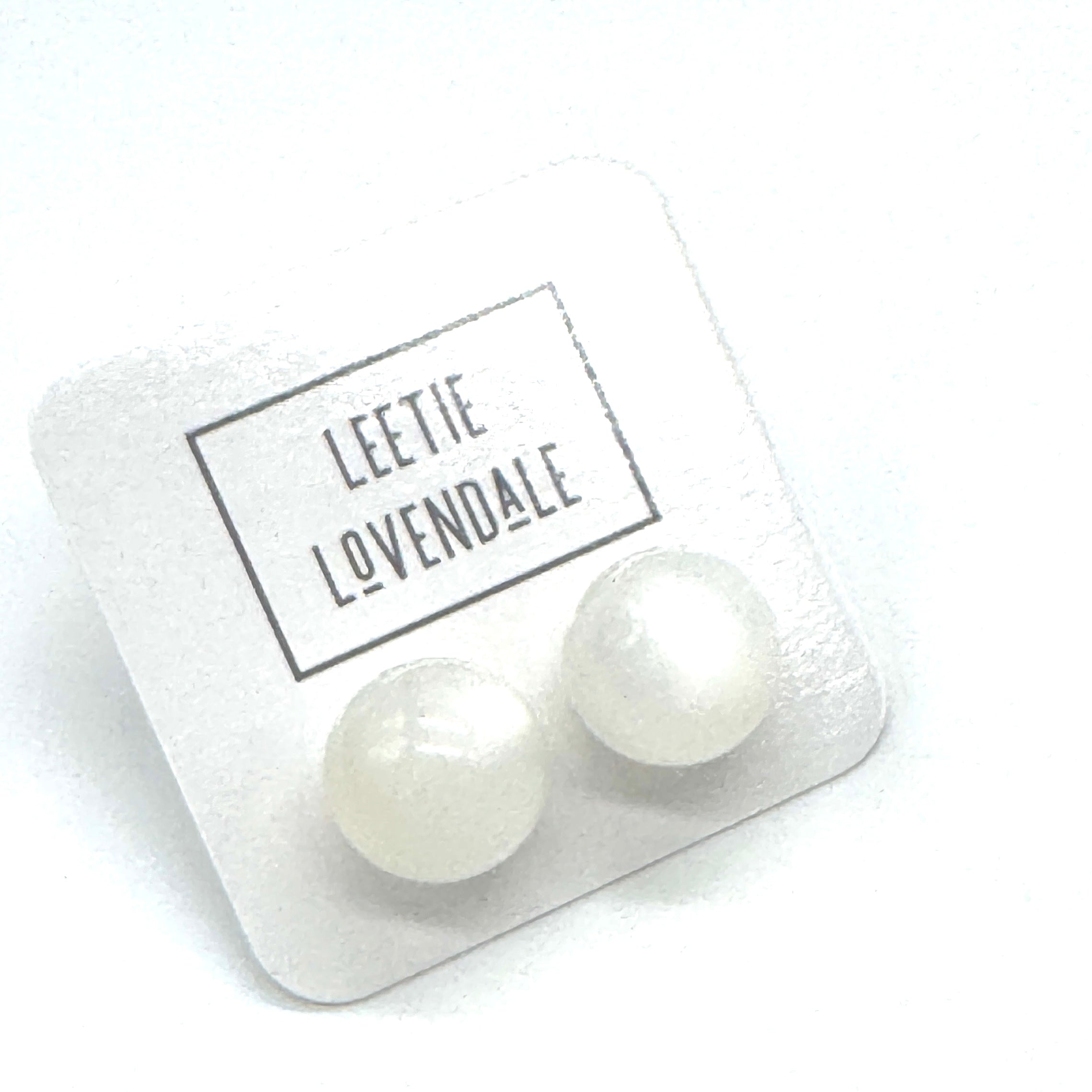 White Moonglow Jumbo Ball Stud Earrings