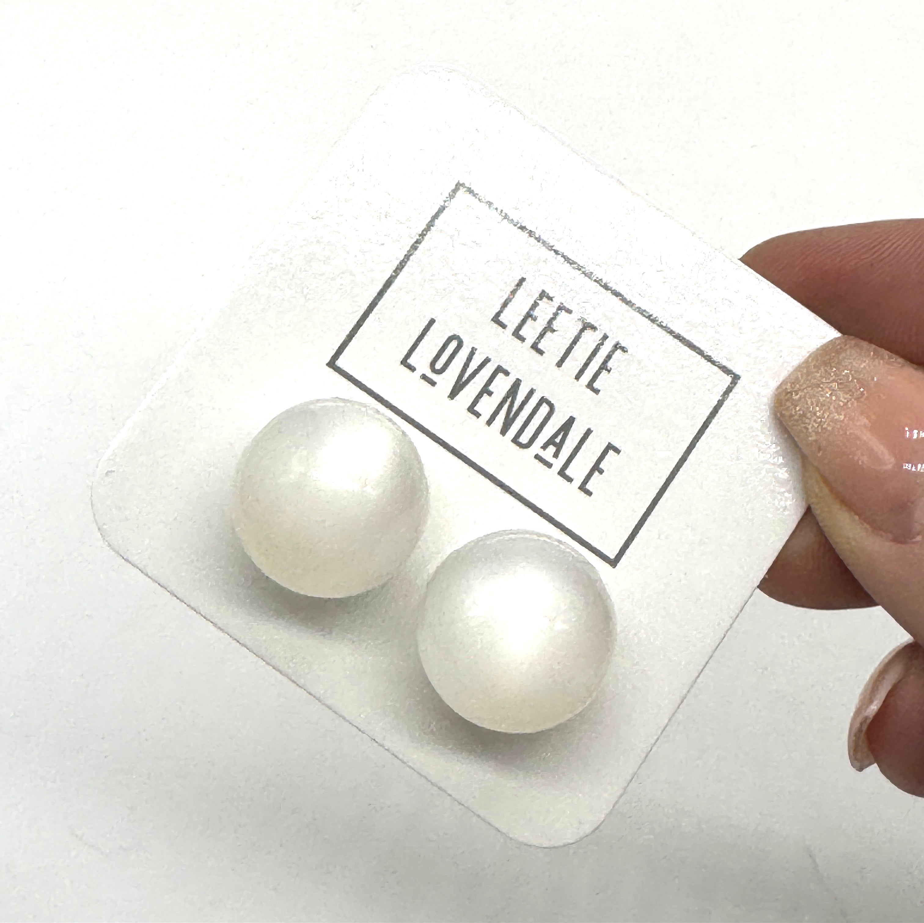 White Moonglow Jumbo Ball Stud Earrings