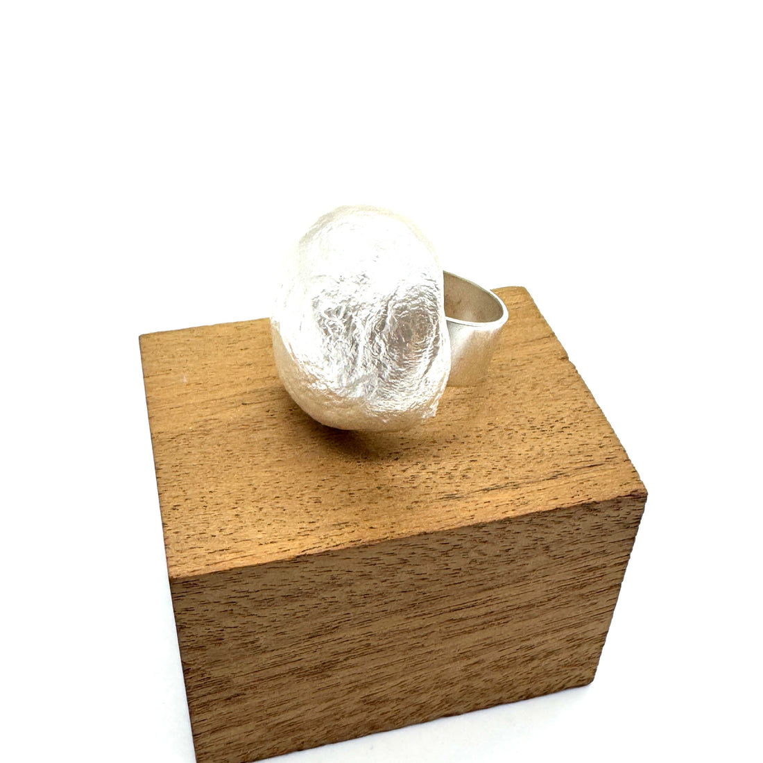 White Jumbo Organic Cotton Pearl Cocktail Ring
