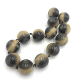 striped ombre brown necklace with vintage beads