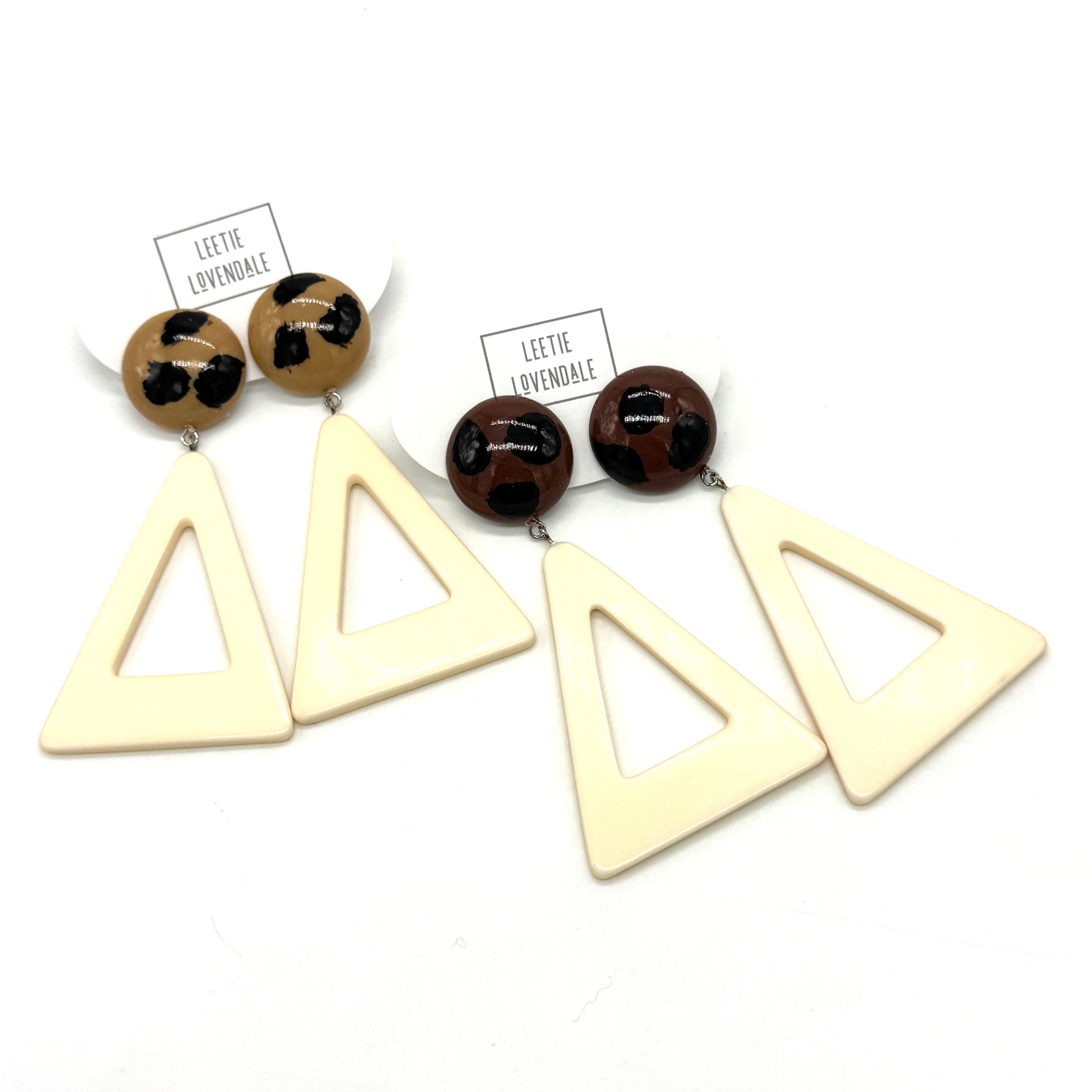 Wild Spotted Triangle Drop Earrings