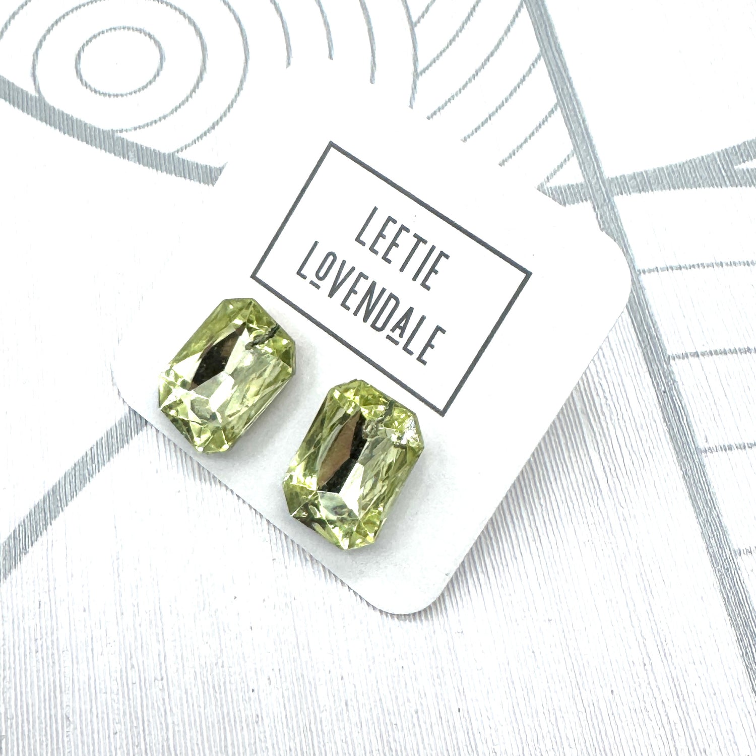 Yellow Faceted Rectangle Shine On Stud Earrings
