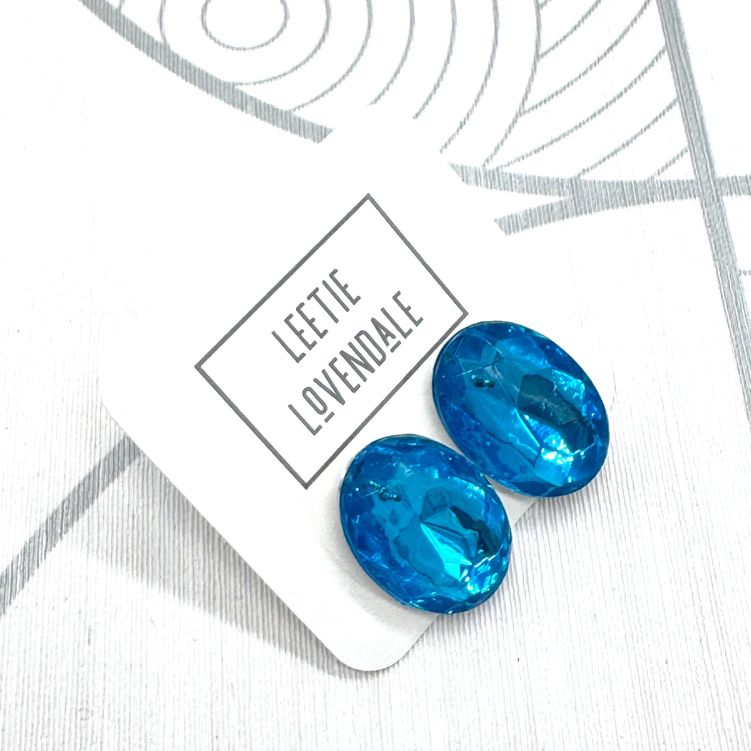 Aqua Faceted Jumbo Oval Shine On STud Earrings