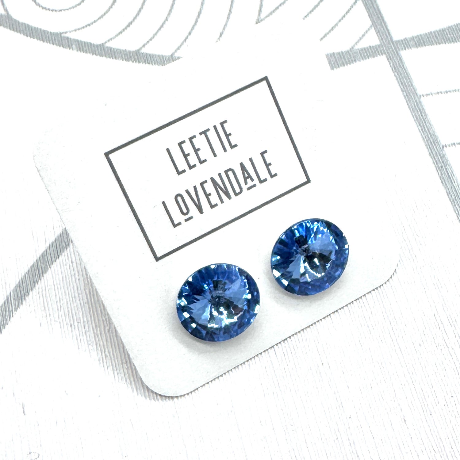 Light Blue Rivoli Shine On Stud Earrings - 14mm