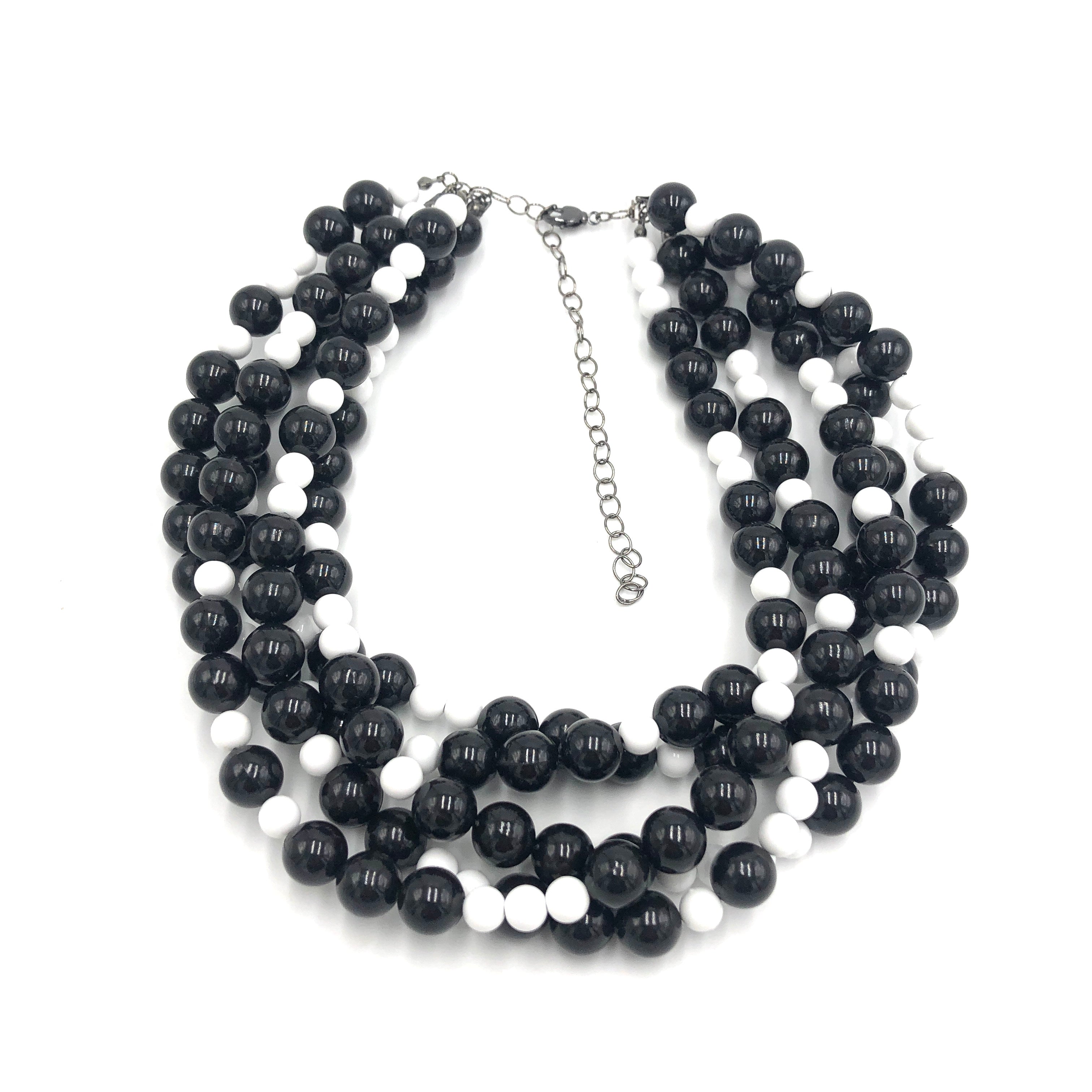 black and white beaded necklace