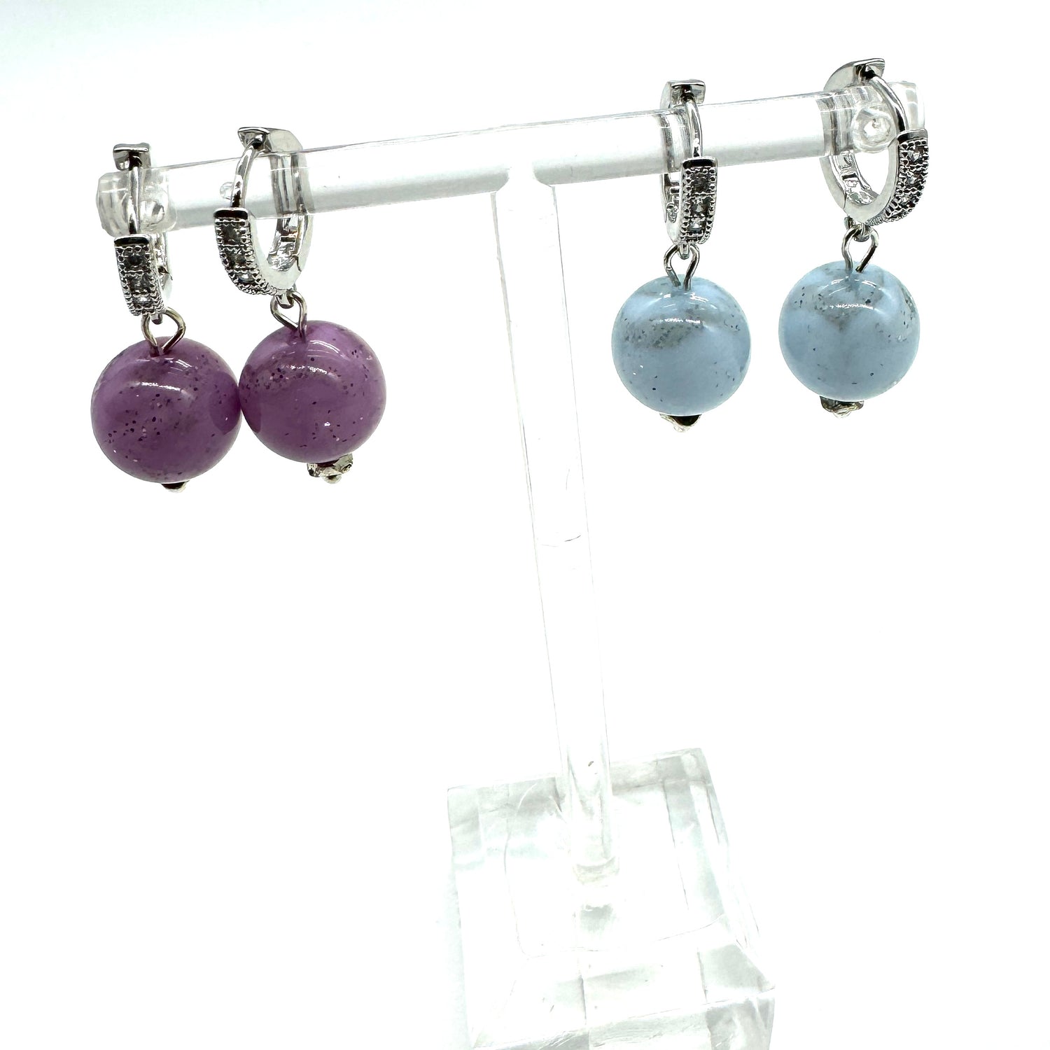 Misty Sparkle Hoop &amp; Bead Earrings